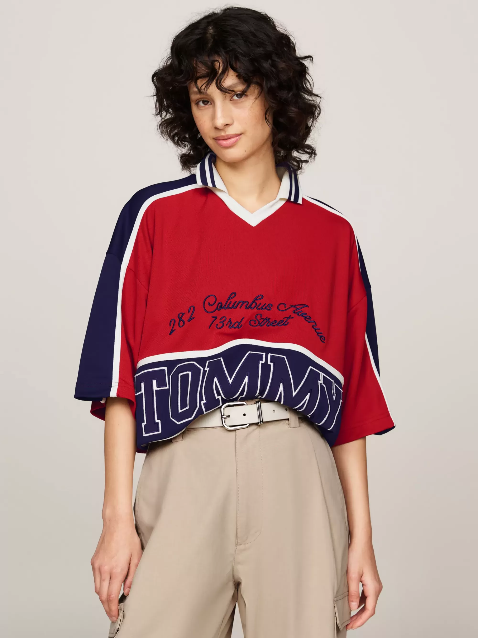 Polo's*Tommy Hilfiger Uniseks Colour-blocked Polo Met Logo SWEET CAYENNE