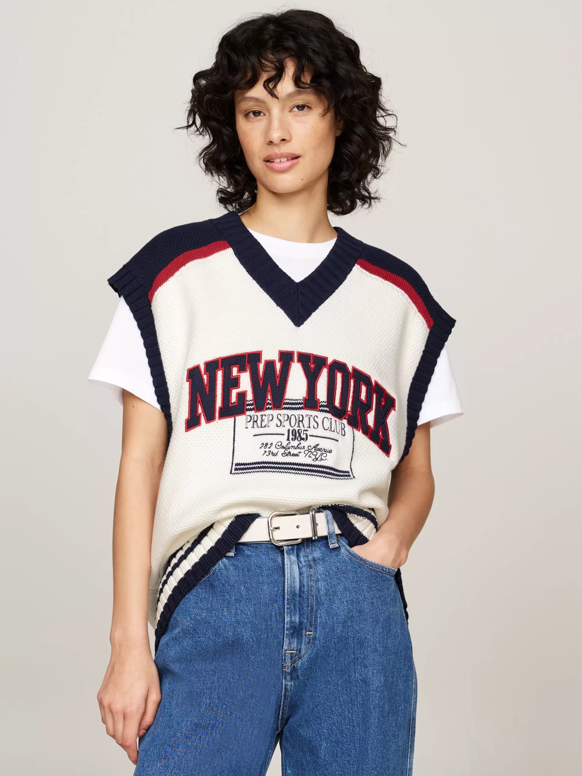Truien & Vesten*Tommy Hilfiger Uniseks Gebreide Relaxed Fit Cricketspencer HIGHLAND SPIRIT