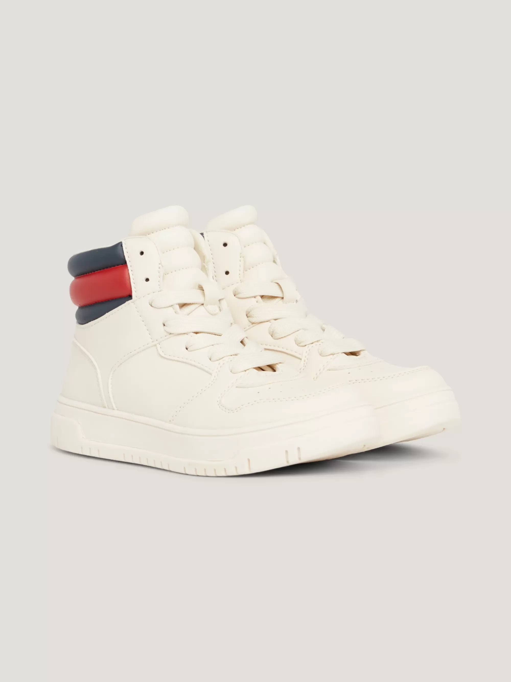 Schoenen & Accessoires*Tommy Hilfiger Uniseks Hoge Sneaker Met Profielzool IVORY/RED/BLUE