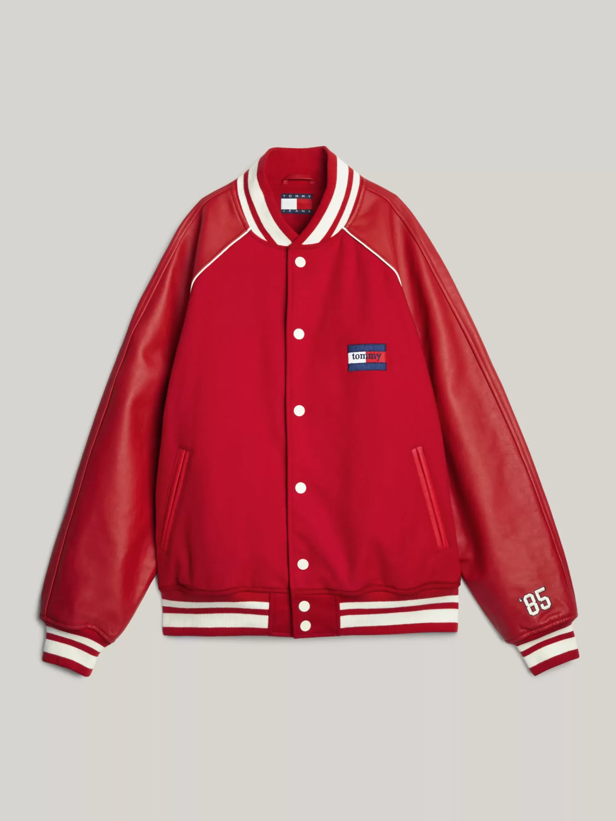 Jassen & Jacks | Bomberjacks*Tommy Hilfiger Uniseks Padded Relaxed Fit Varsity-jack SWEET CAYENNE