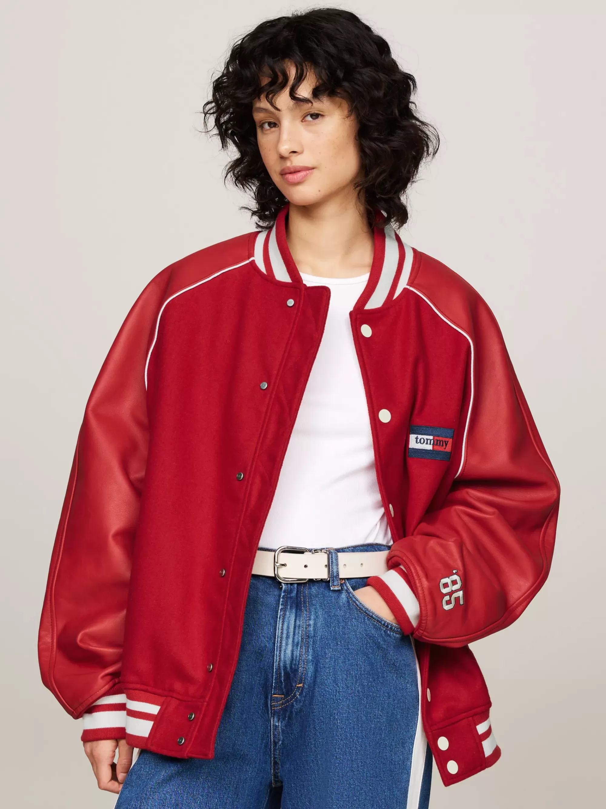 Jassen & Jacks | Bomberjacks*Tommy Hilfiger Uniseks Padded Relaxed Fit Varsity-jack SWEET CAYENNE