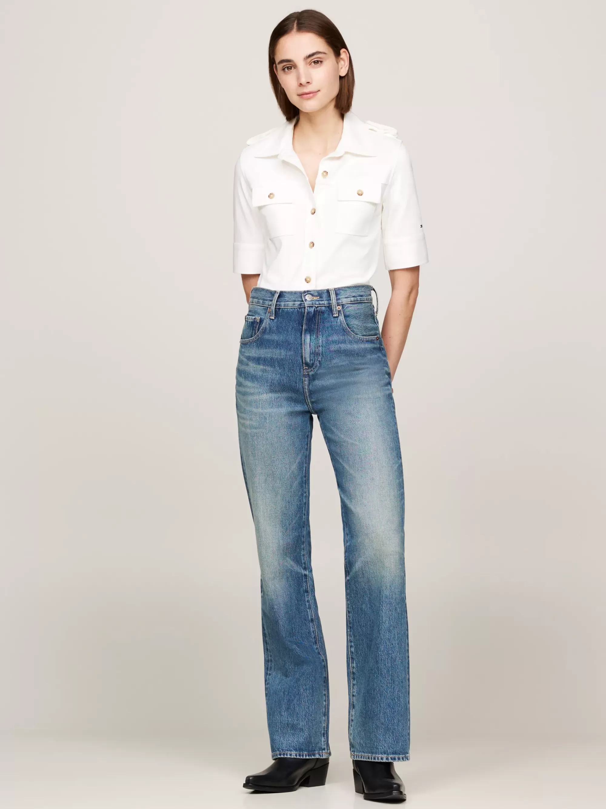 Blouses & Overhemden*Tommy Hilfiger Utility Regular Fit Overhemd Met Korte Mouwen ANCIENT WHITE