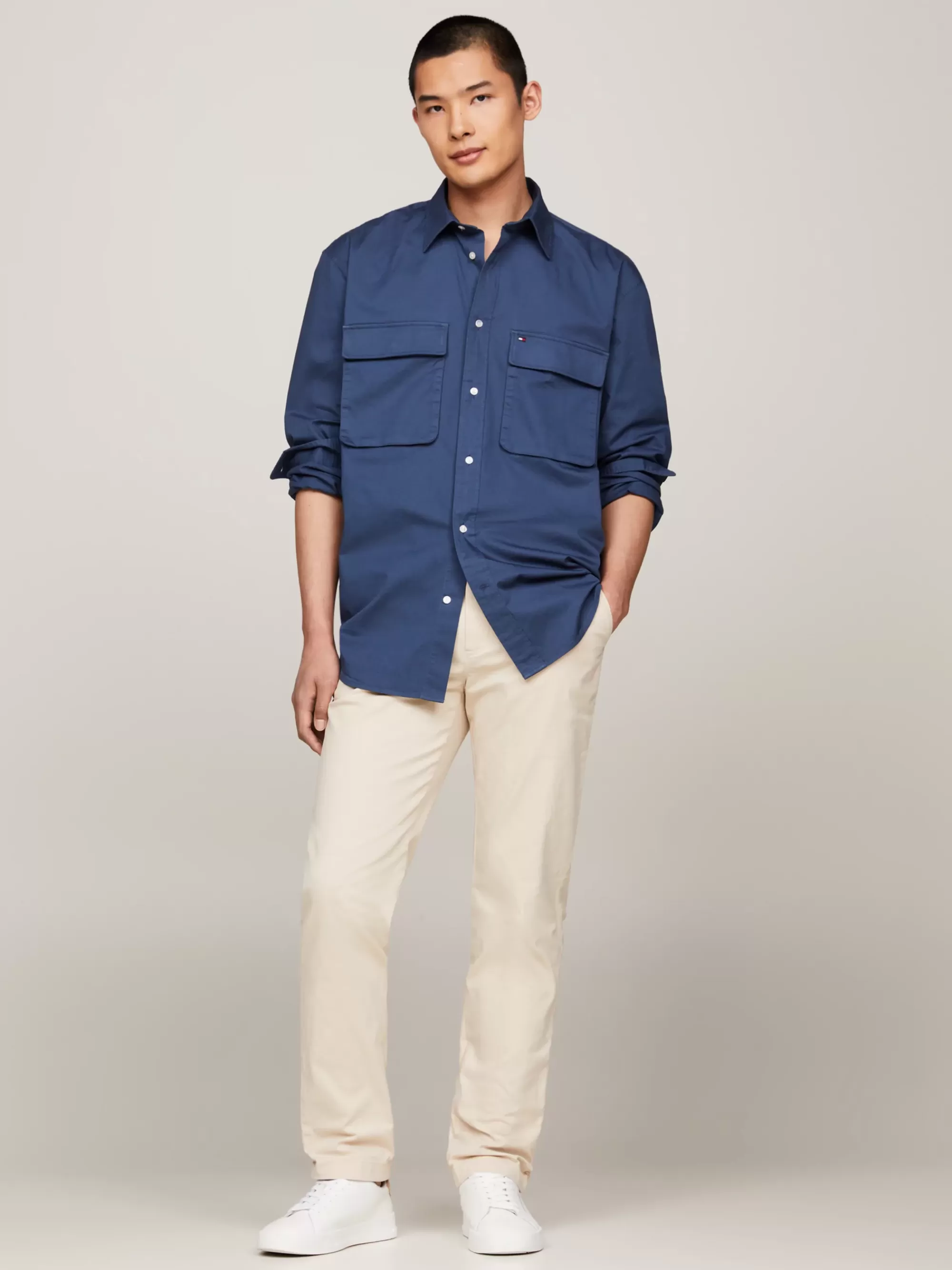 Overhemden*Tommy Hilfiger Utility Regular Fit Overhemd Van Twill AEGEAN SEA