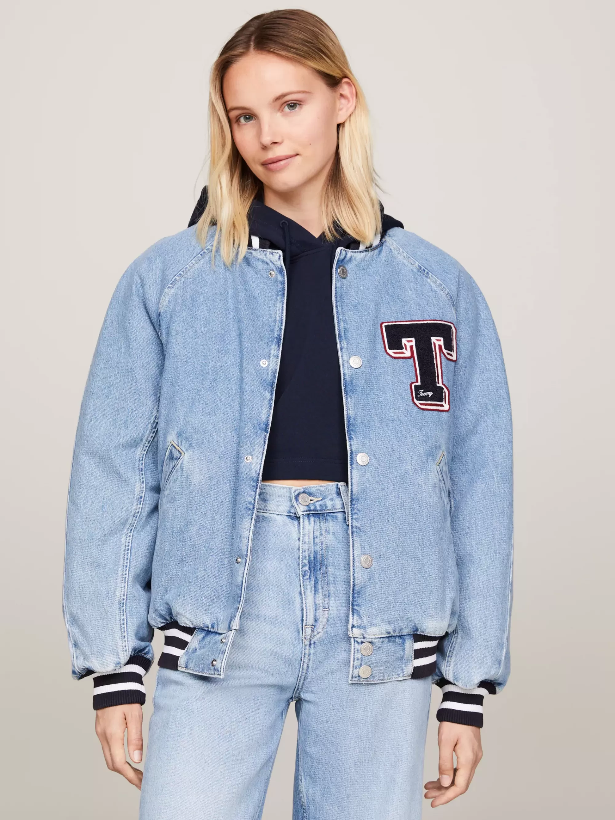 Jassen & Jacks*Tommy Hilfiger Varsity Denim Letterman-jack DENIM LIGHT