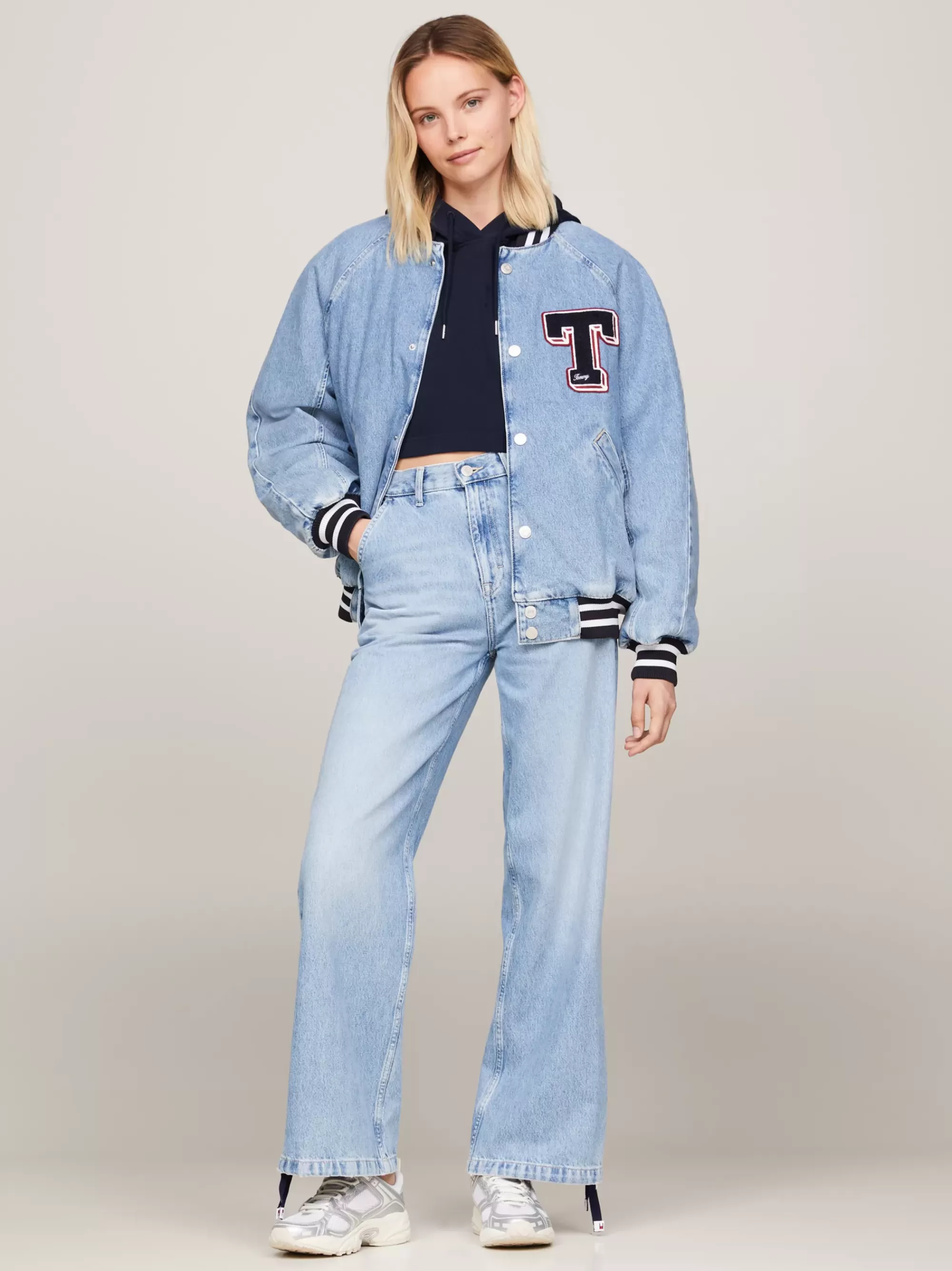 Jassen & Jacks*Tommy Hilfiger Varsity Denim Letterman-jack DENIM LIGHT