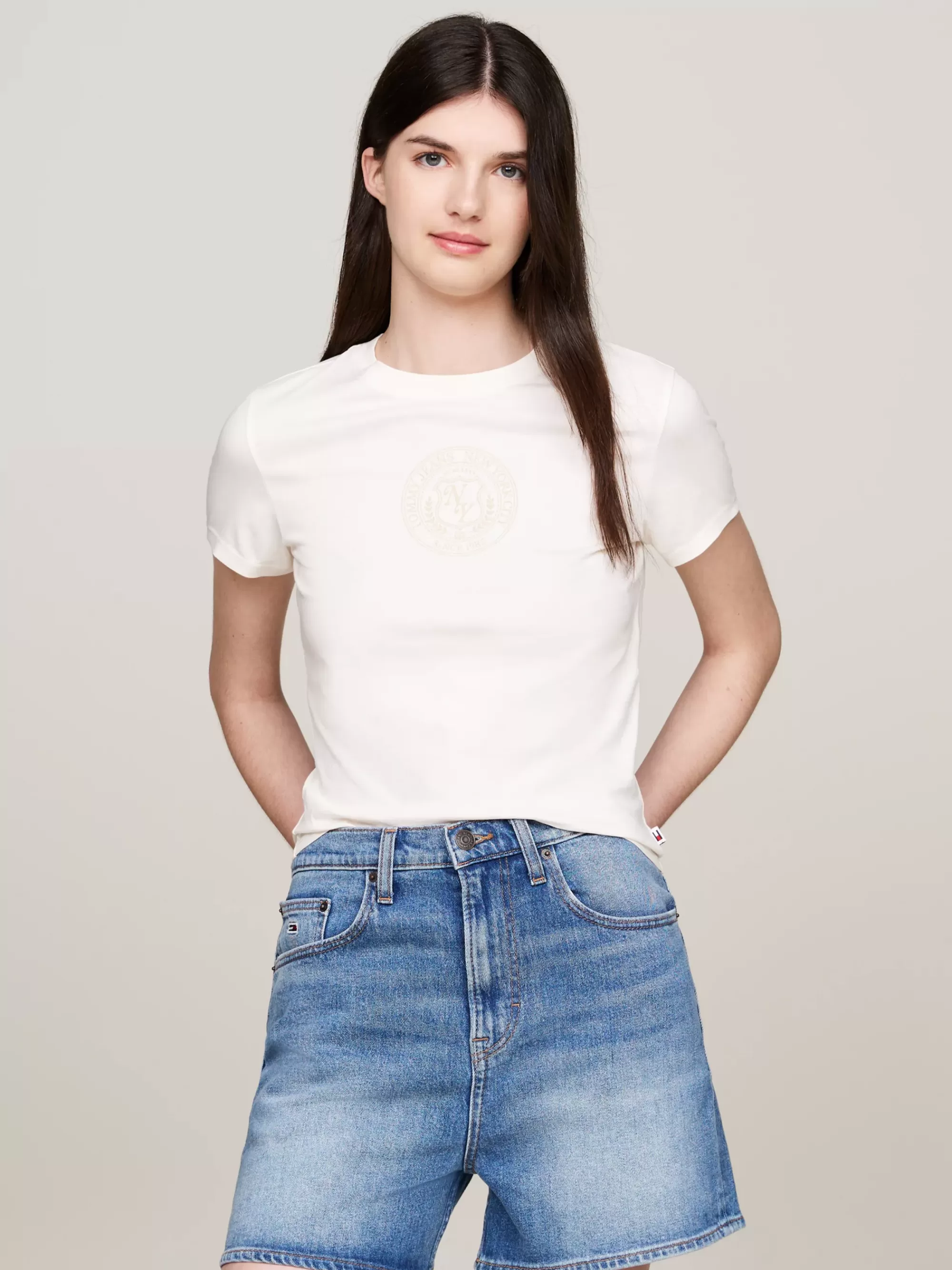T-Shirts*Tommy Hilfiger Varsity Explorer Slim Fit T-shirt Met Logo ANCIENT WHITE