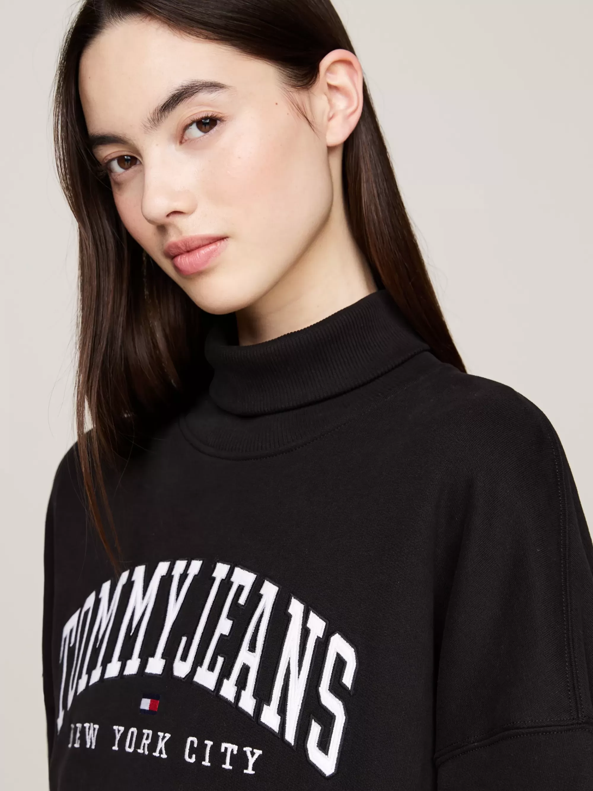 Jurken*Tommy Hilfiger Varsity Midi-overhemdjurk Met Opstaande Hals BLACK