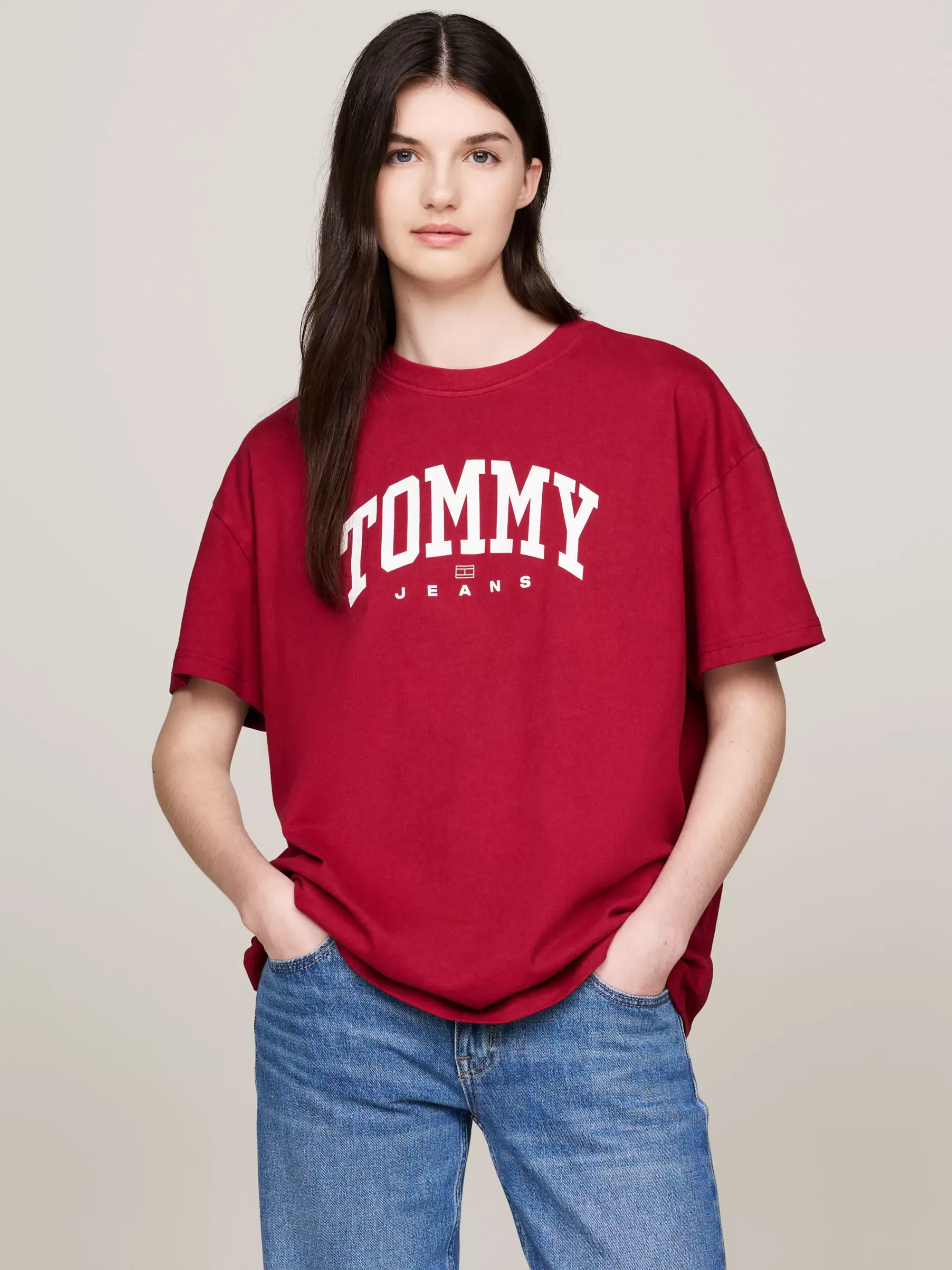 Curve Mode & Inclusieve Maten | T-Shirts*Tommy Hilfiger Varsity Oversized T-shirt Met Logo RED CARPET
