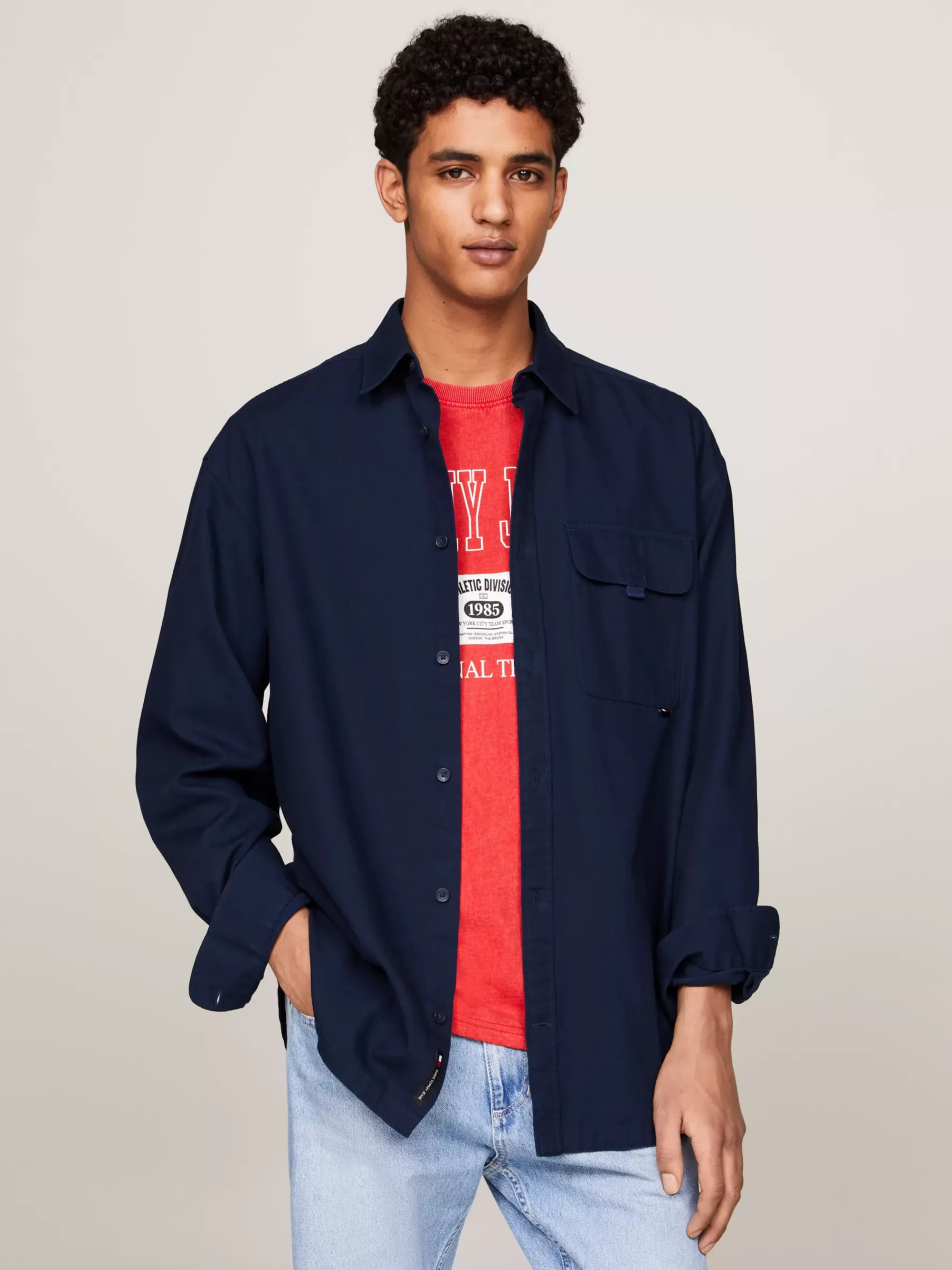 Plus Size Kleding & Inclusieve Maten | Overhemden*Tommy Hilfiger Varsity Relaxed Fit Overhemd Met Ruglogo DARK NIGHT NAVY