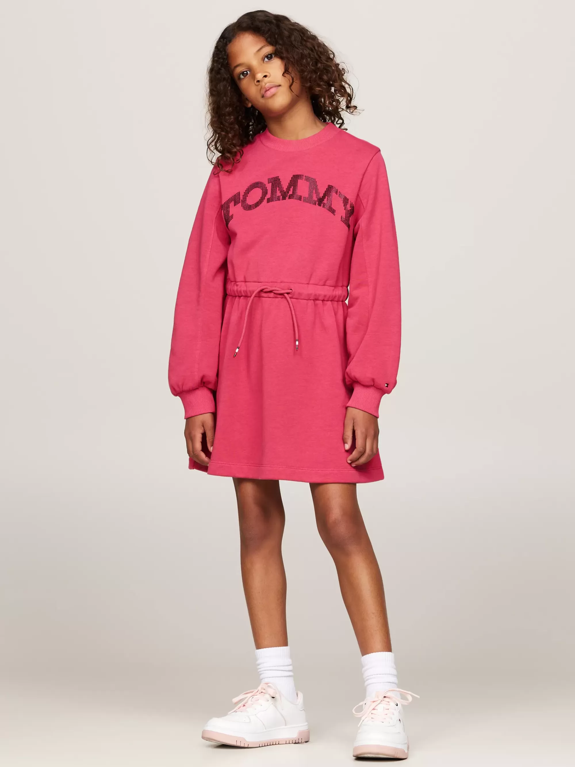 Jurken*Tommy Hilfiger Varsity Relaxed Fit Sweaterjurk HERITAGE PINK