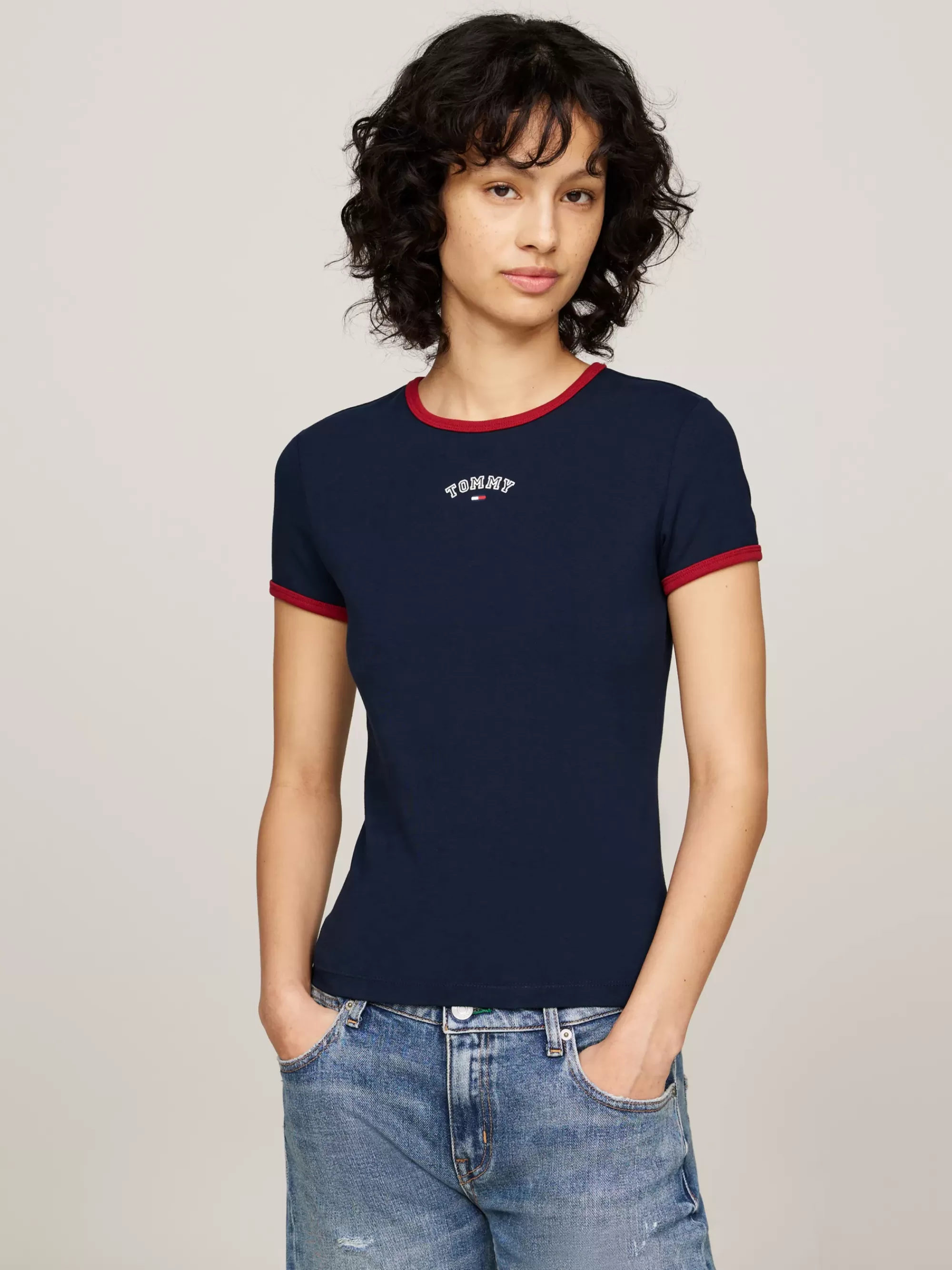 T-Shirts*Tommy Hilfiger Varsity Slim Fit T-shirt DARK NIGHT NAVY
