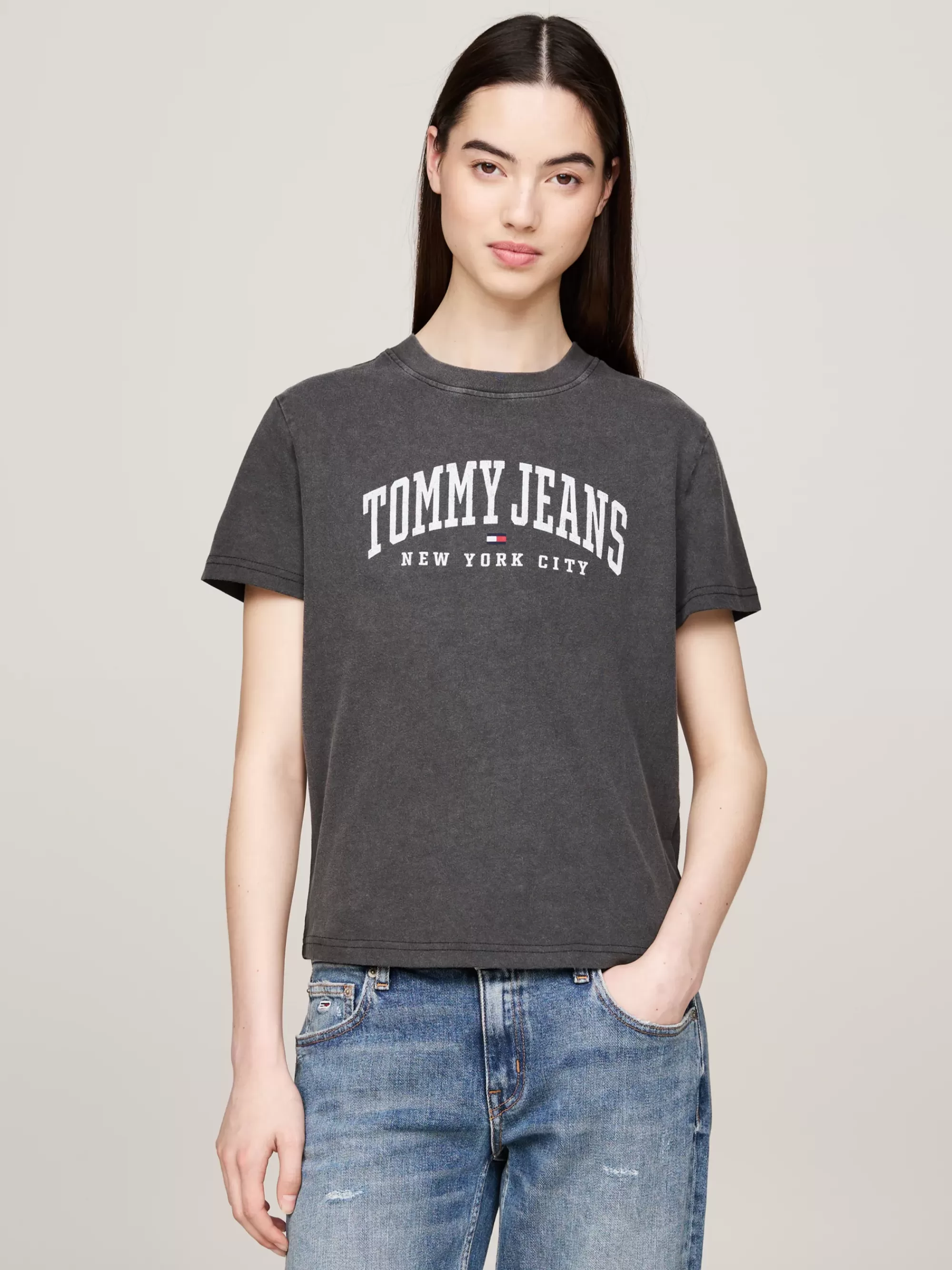 T-Shirts*Tommy Hilfiger Varsity T-shirt Met Logo En Ronde Hals BLACK