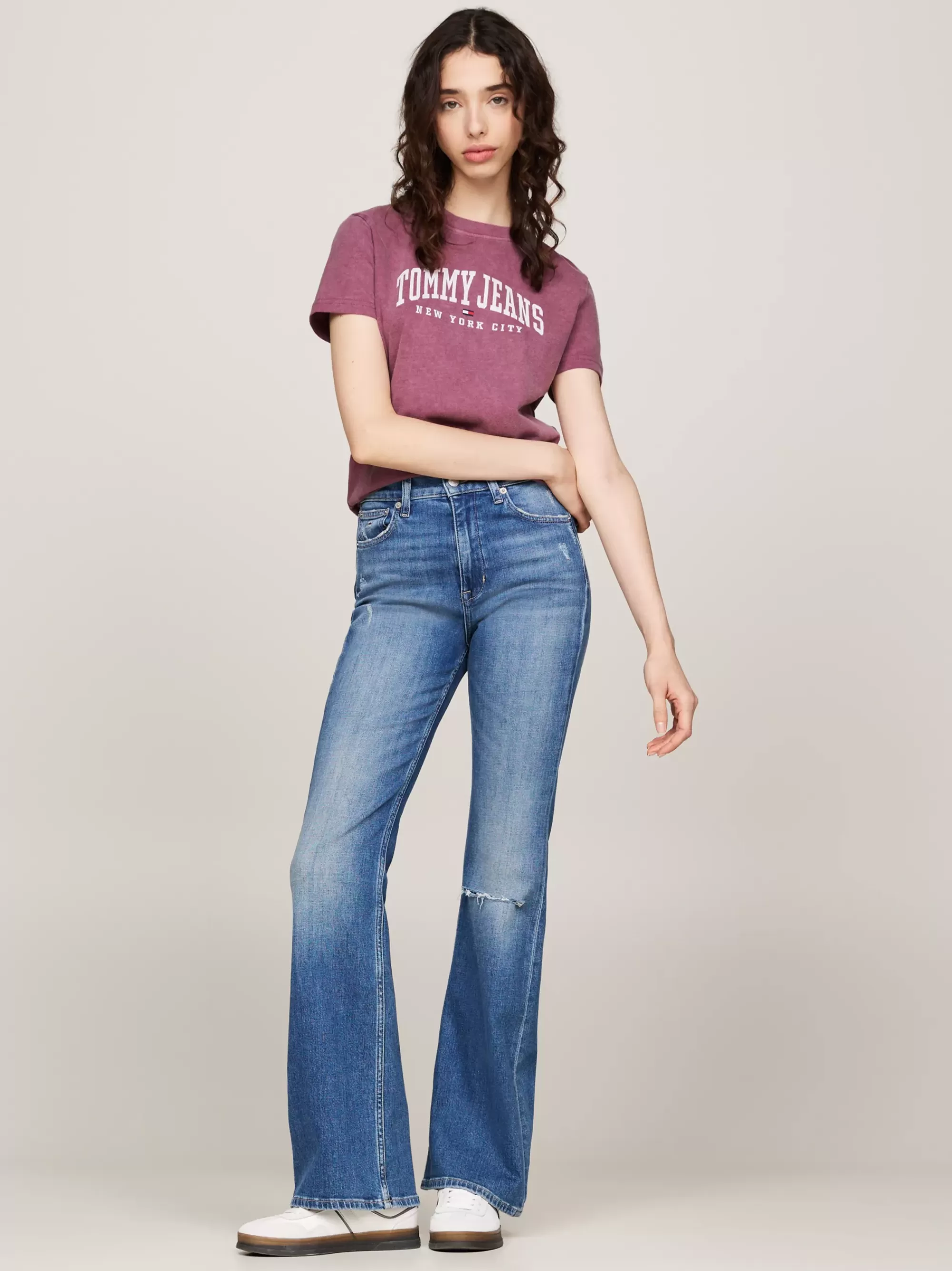 T-Shirts*Tommy Hilfiger Varsity T-shirt Met Logo En Ronde Hals DEEP ROUGE