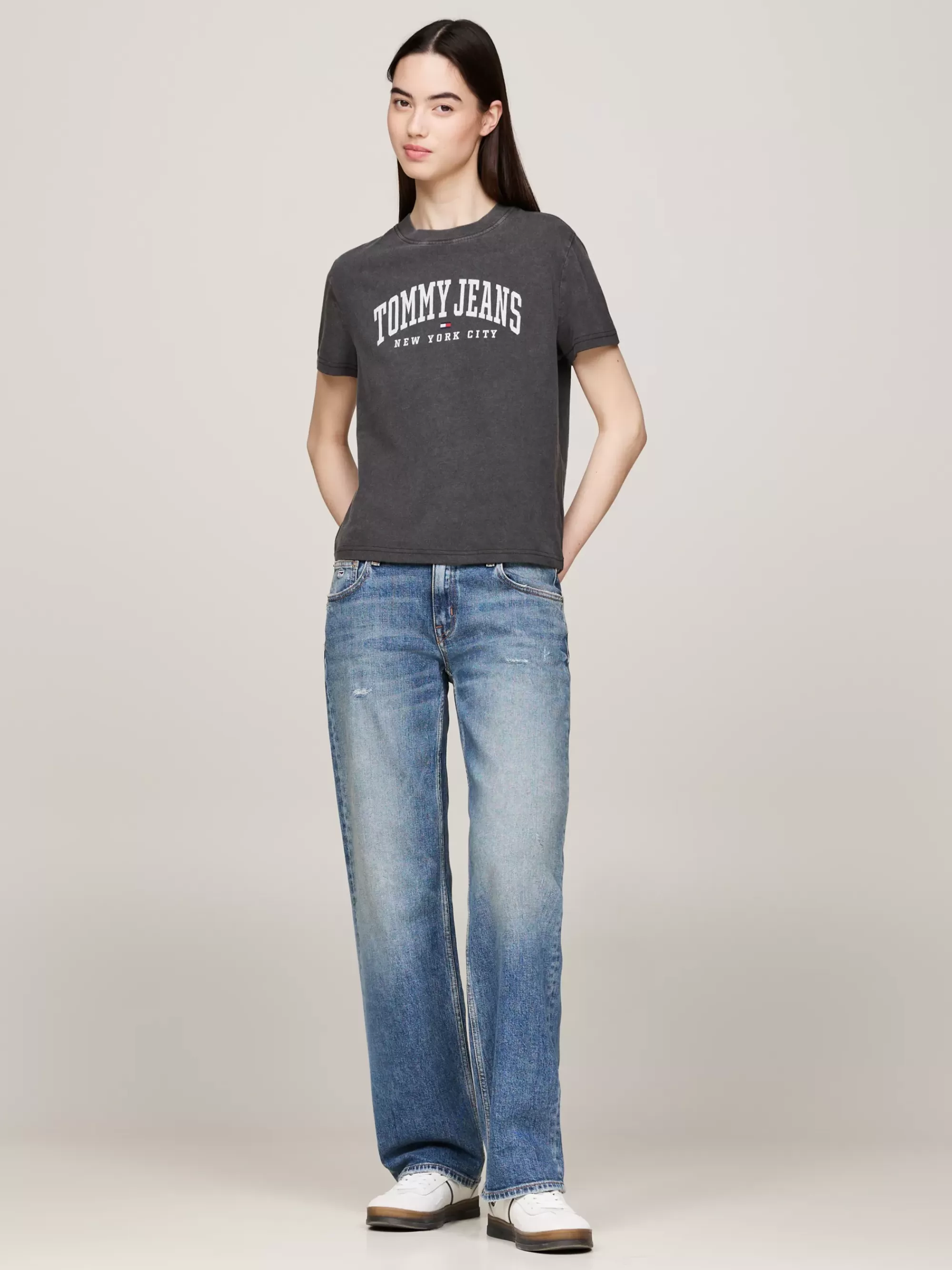 T-Shirts*Tommy Hilfiger Varsity T-shirt Met Logo En Ronde Hals BLACK