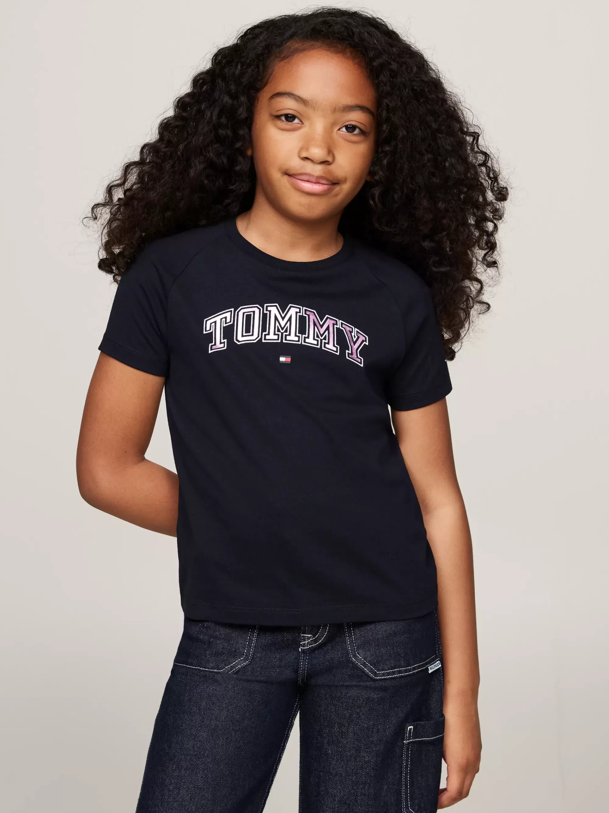 Tops & T-Shirts*Tommy Hilfiger Varsity T-shirt Met Metallic Logo DESERT SKY