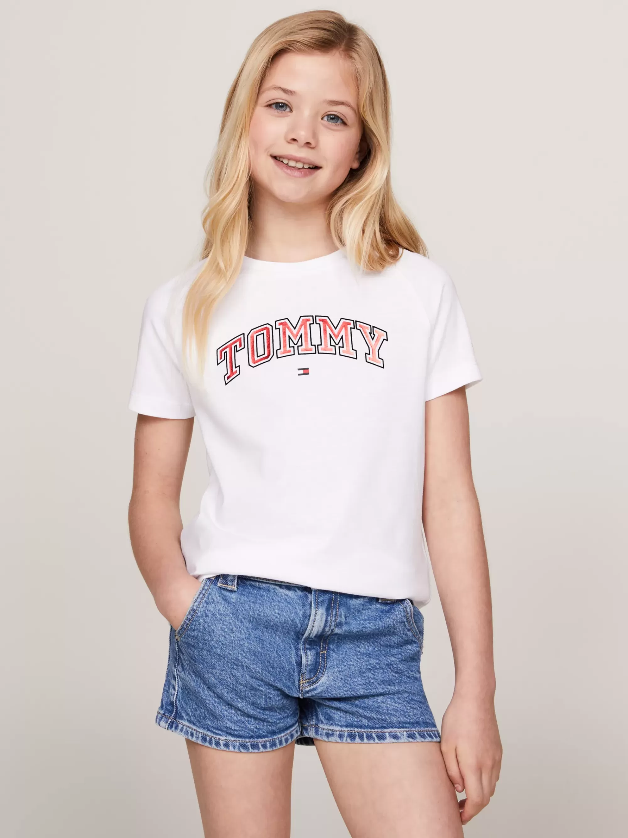 Tops & T-Shirts*Tommy Hilfiger Varsity T-shirt Met Metallic Logo WHITE