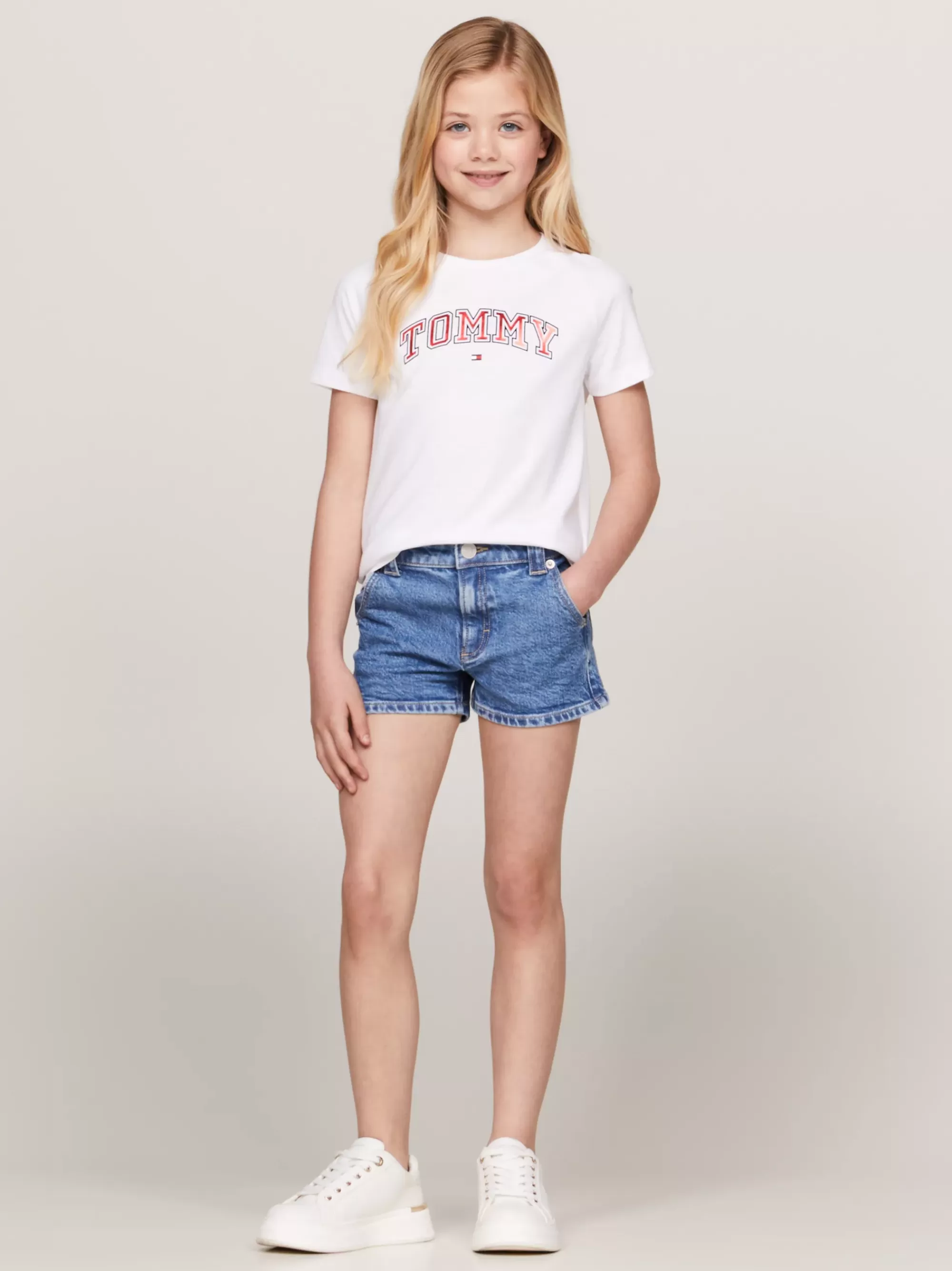 Tops & T-Shirts*Tommy Hilfiger Varsity T-shirt Met Metallic Logo WHITE
