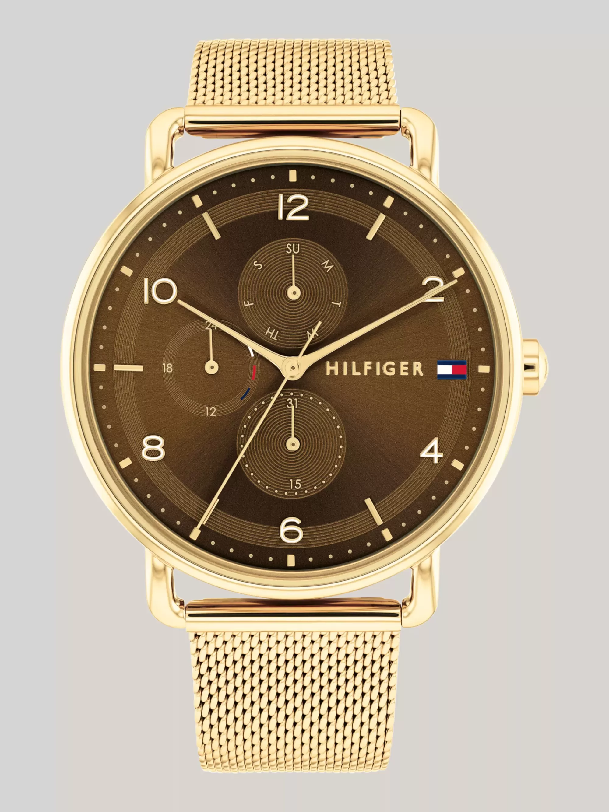 Horloges*Tommy Hilfiger Verguld Horloge Met Bruine Wijzerplaat GOLD