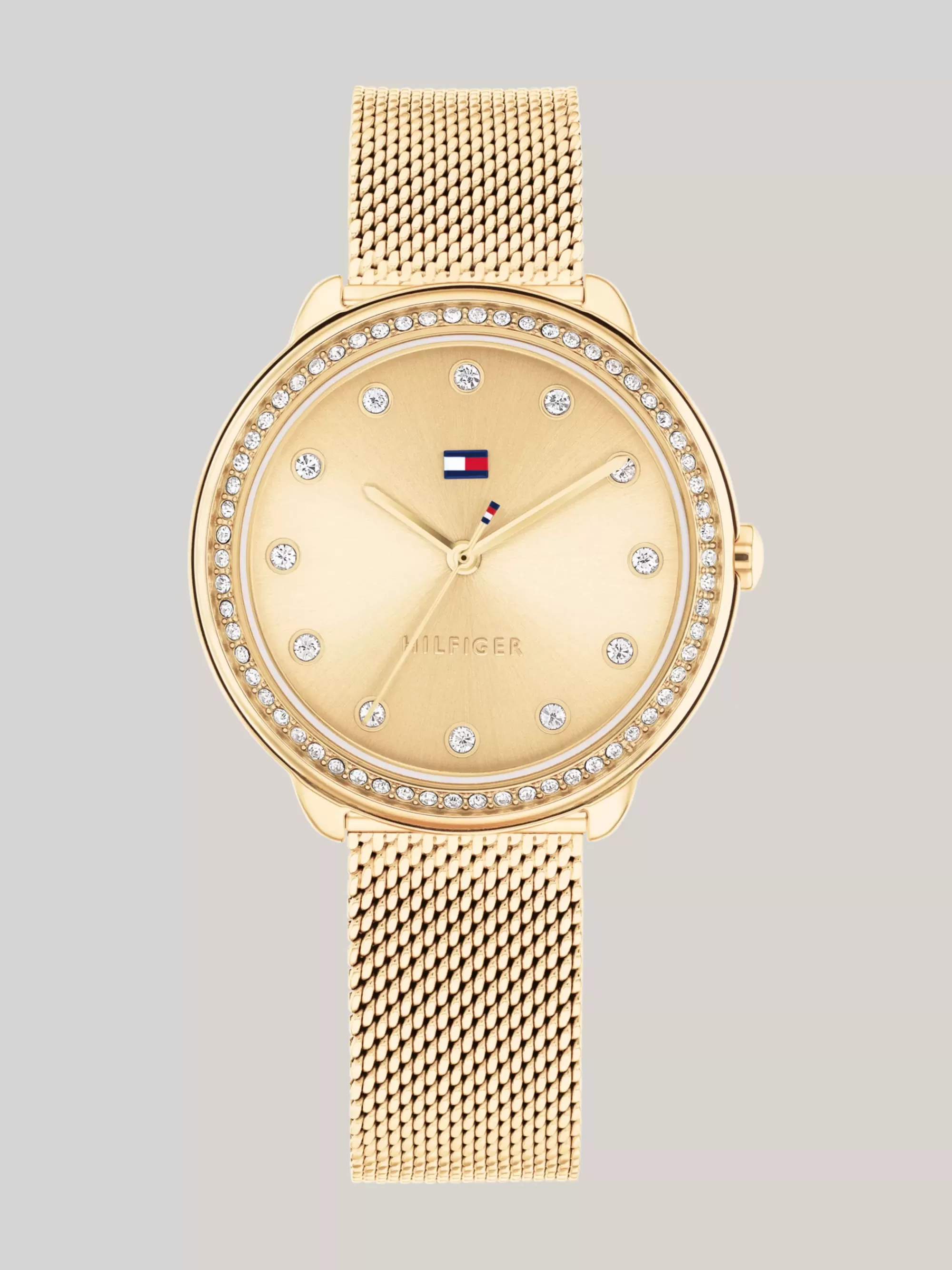 Horloges*Tommy Hilfiger Verguld Horloge Met Kristallen En Mesh Band GOLD