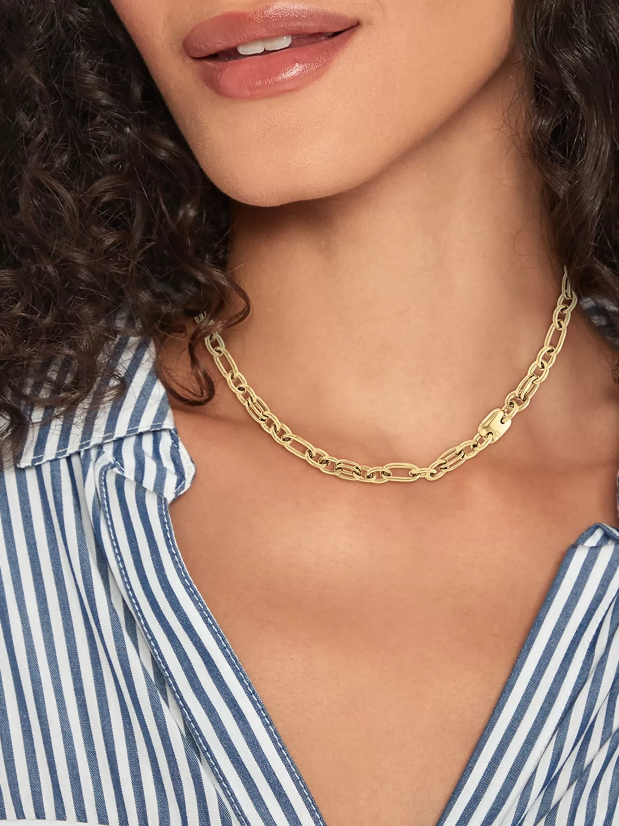 Sieraden*Tommy Hilfiger Vergulde Ketting Met Contrasterende Schakels GOLD