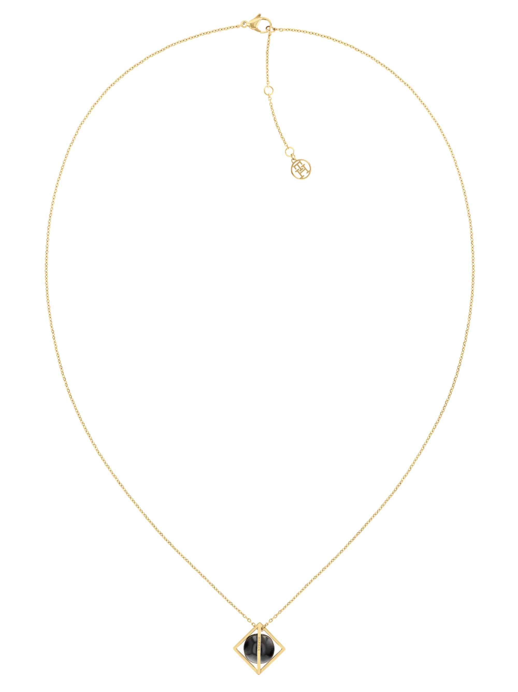 Sieraden*Tommy Hilfiger Vergulde Ketting Met Onyx Bol Als Hanger GOLD