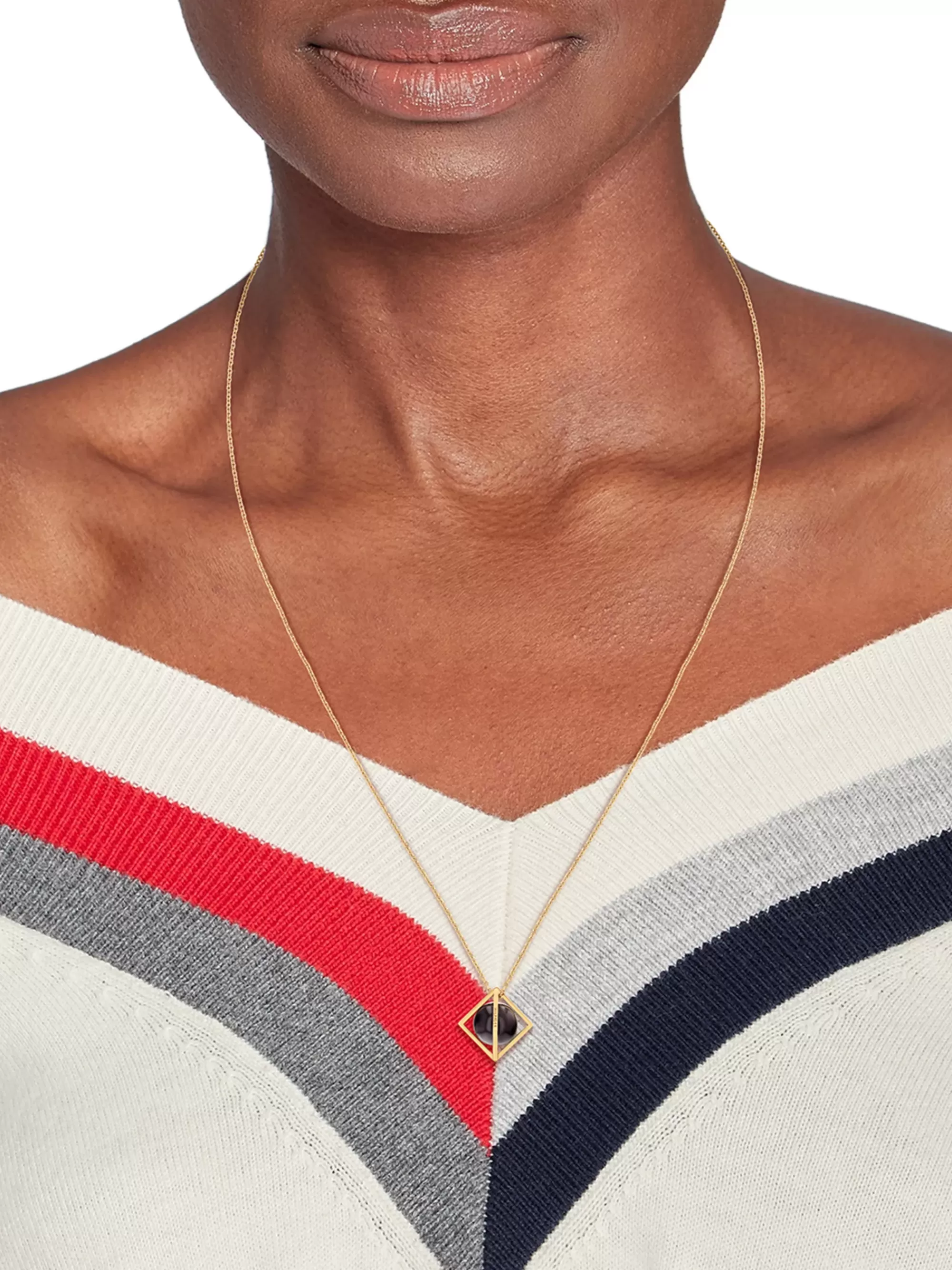 Sieraden*Tommy Hilfiger Vergulde Ketting Met Onyx Bol Als Hanger GOLD