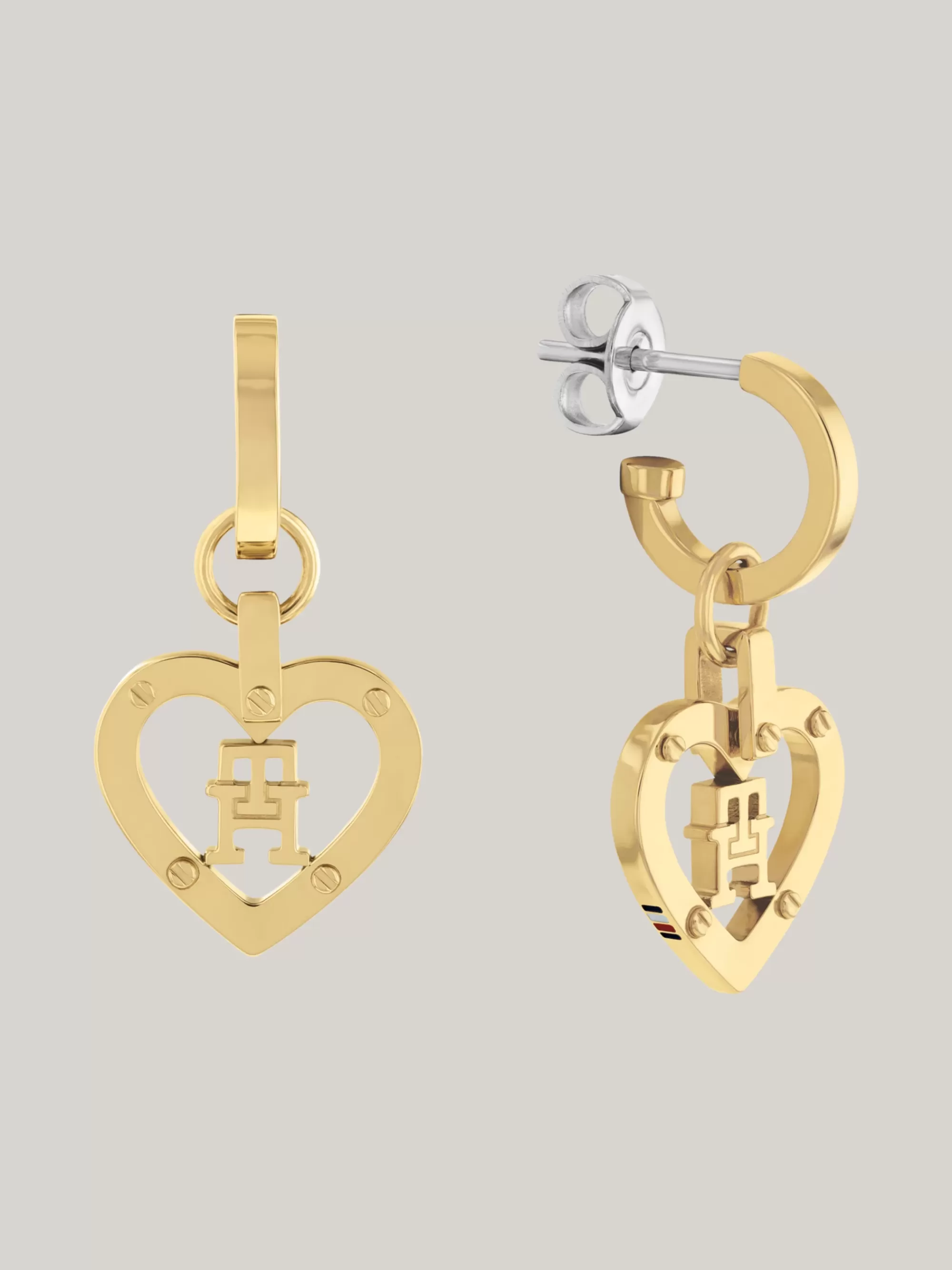 Sieraden*Tommy Hilfiger Vergulde Oorbellen Met Hart En TH-monogram GOLD
