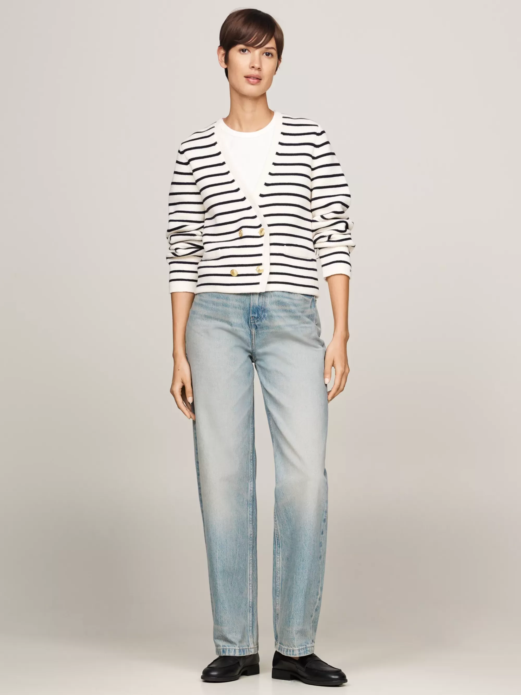 Truien Met Ronde Hals | Vesten*Tommy Hilfiger Vest Met Bretonse Streep BRETON STP/ IVORY PETAL/ DESERT SKY