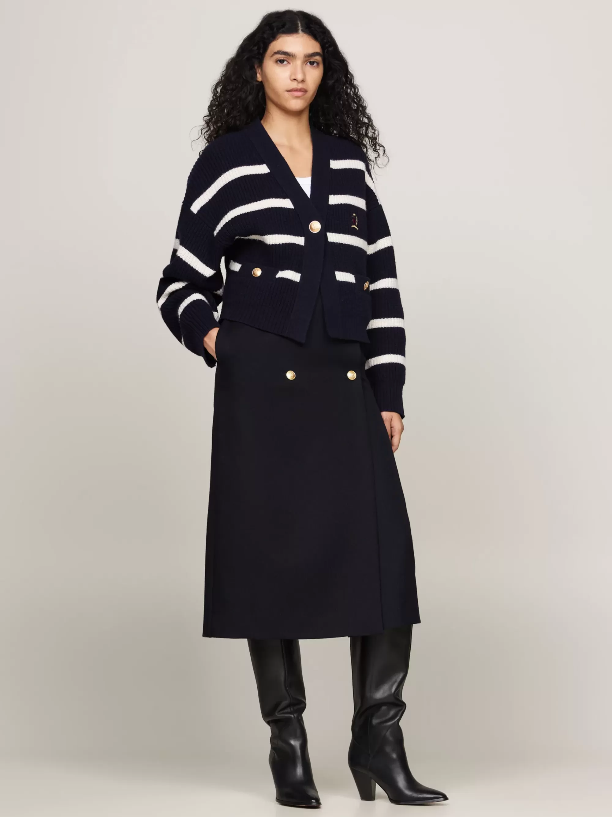 Truien | Truien & Vesten*Tommy Hilfiger Vest Van Zuivere Wol Met Bretonse Streep DESERT SKY