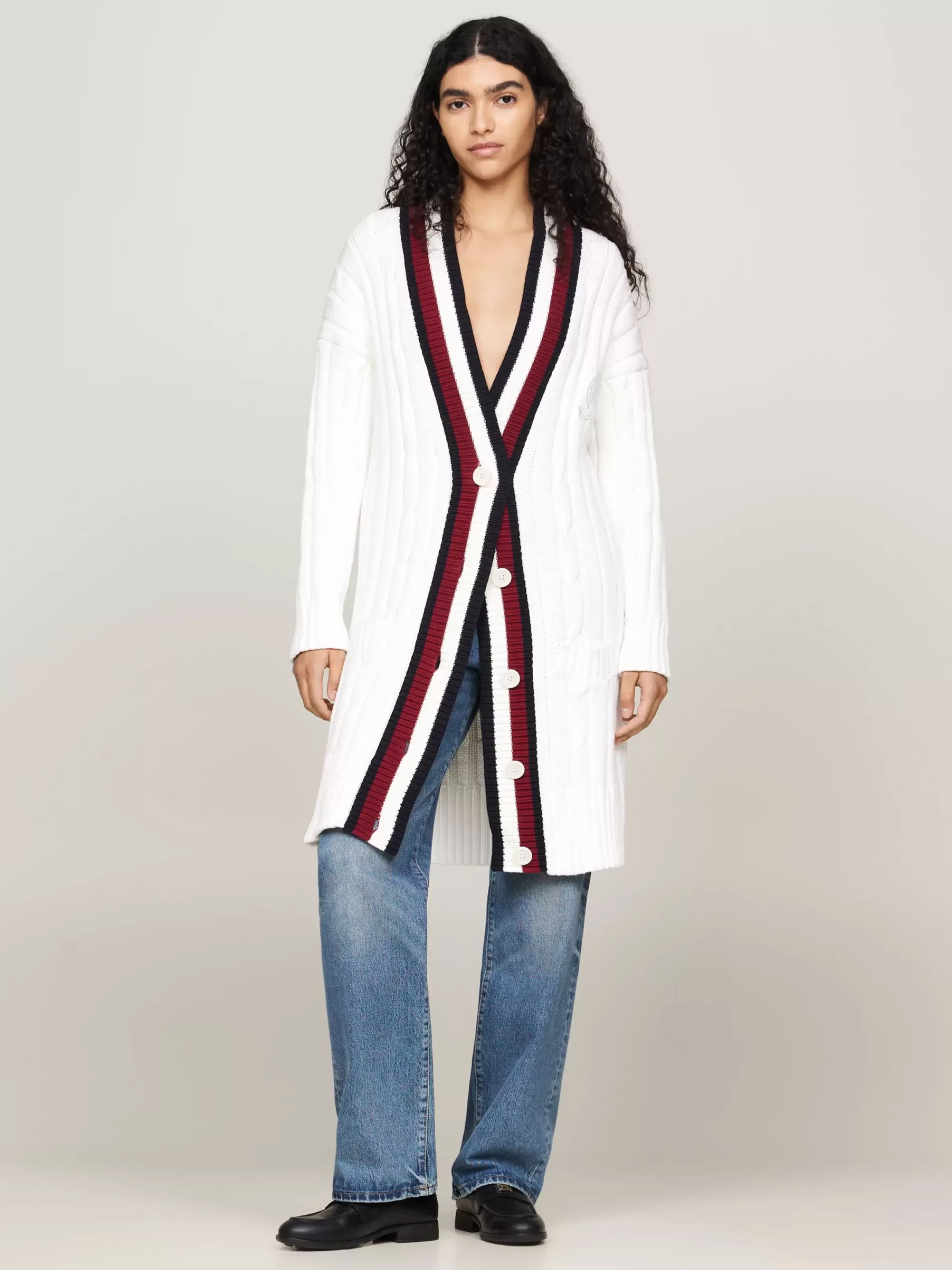Jurken*Tommy Hilfiger Vestjurk Met Embleem En Signature-streep ECRU