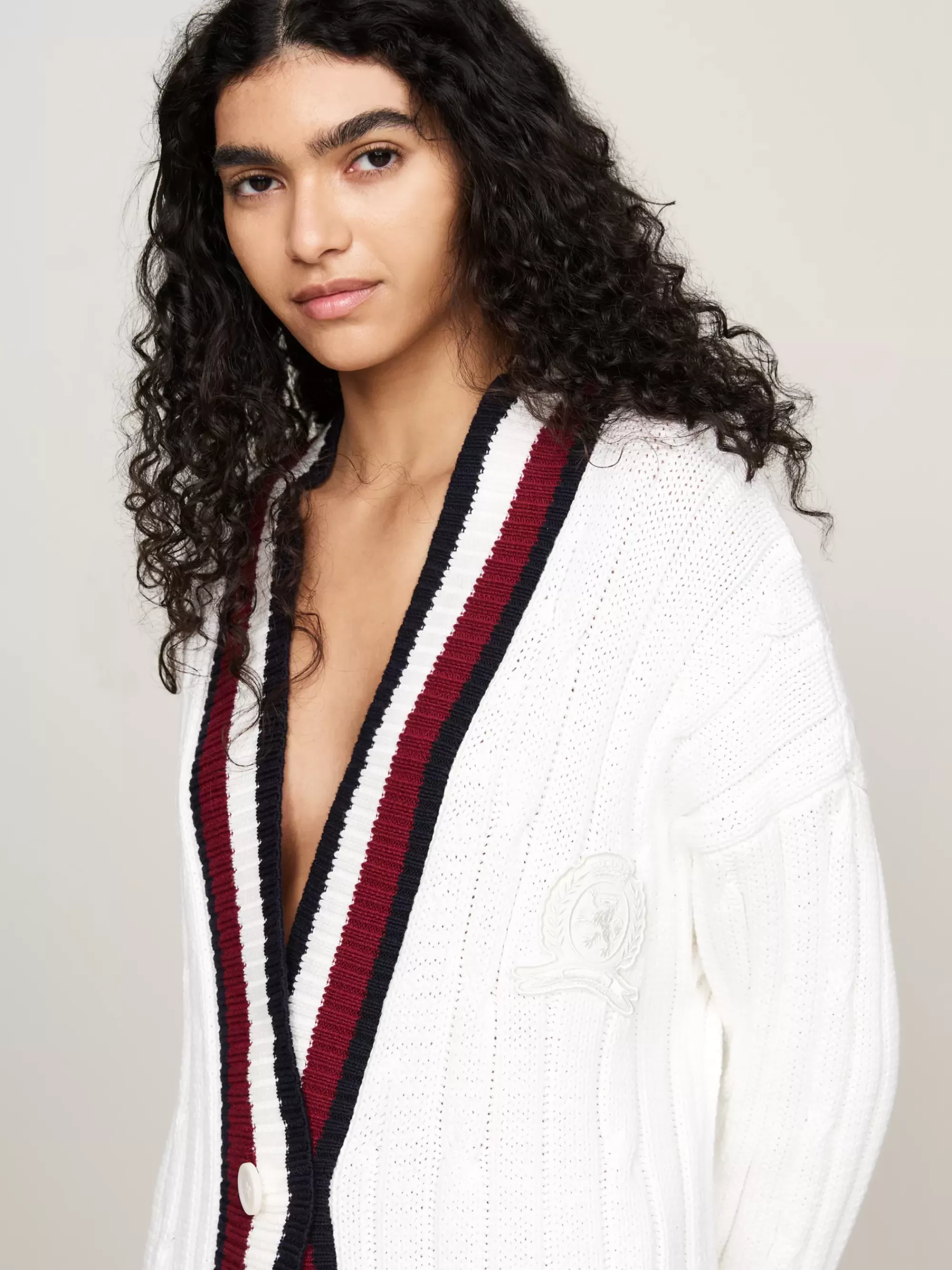 Jurken*Tommy Hilfiger Vestjurk Met Embleem En Signature-streep ECRU