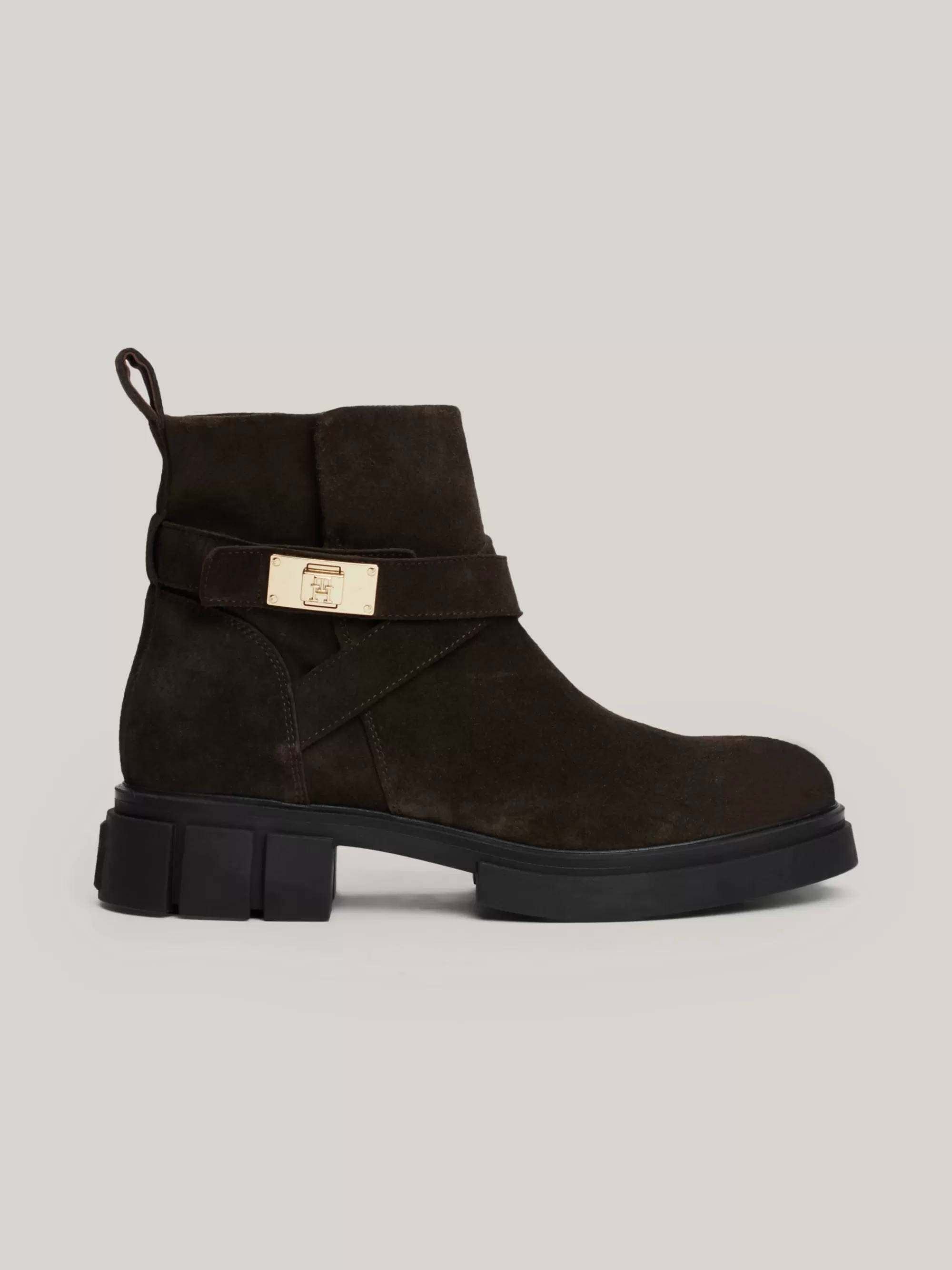 Laarzen & Enkellaarzen*Tommy Hilfiger Veterboot Van Geborsteld Suède Met Monogram DARK COFFEE