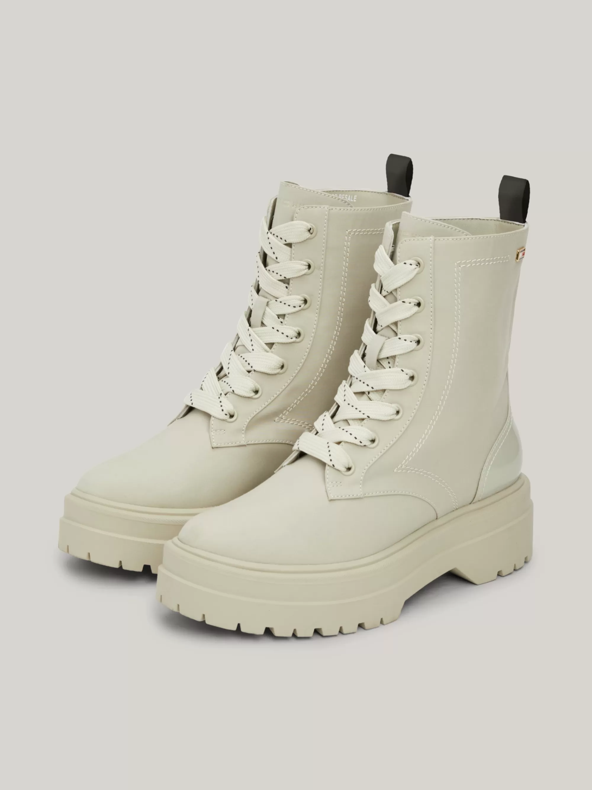Veterlaarzen | Laarzen & Enkellaarzen*Tommy Hilfiger Veterlaars Met Profielzool En Vlag STONE