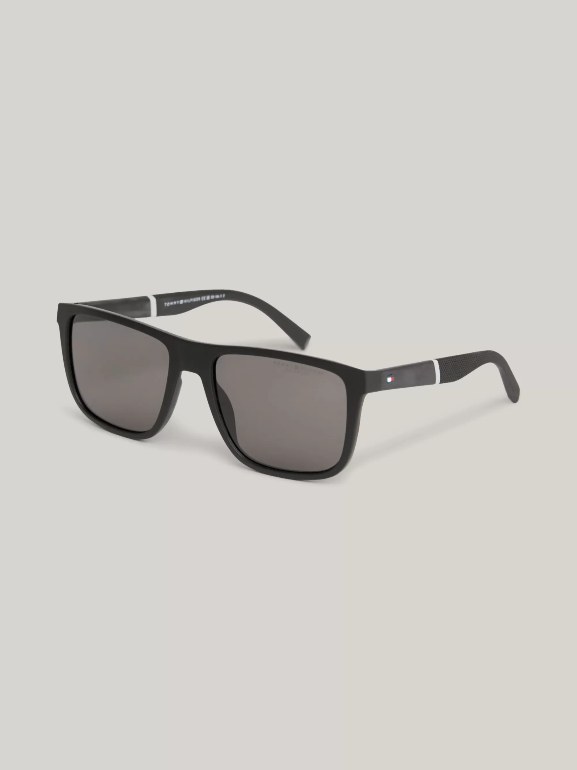 Zonnebrillen*Tommy Hilfiger Vierkante Zonnebril Met Polo Piquétextuur MATTE BLACK