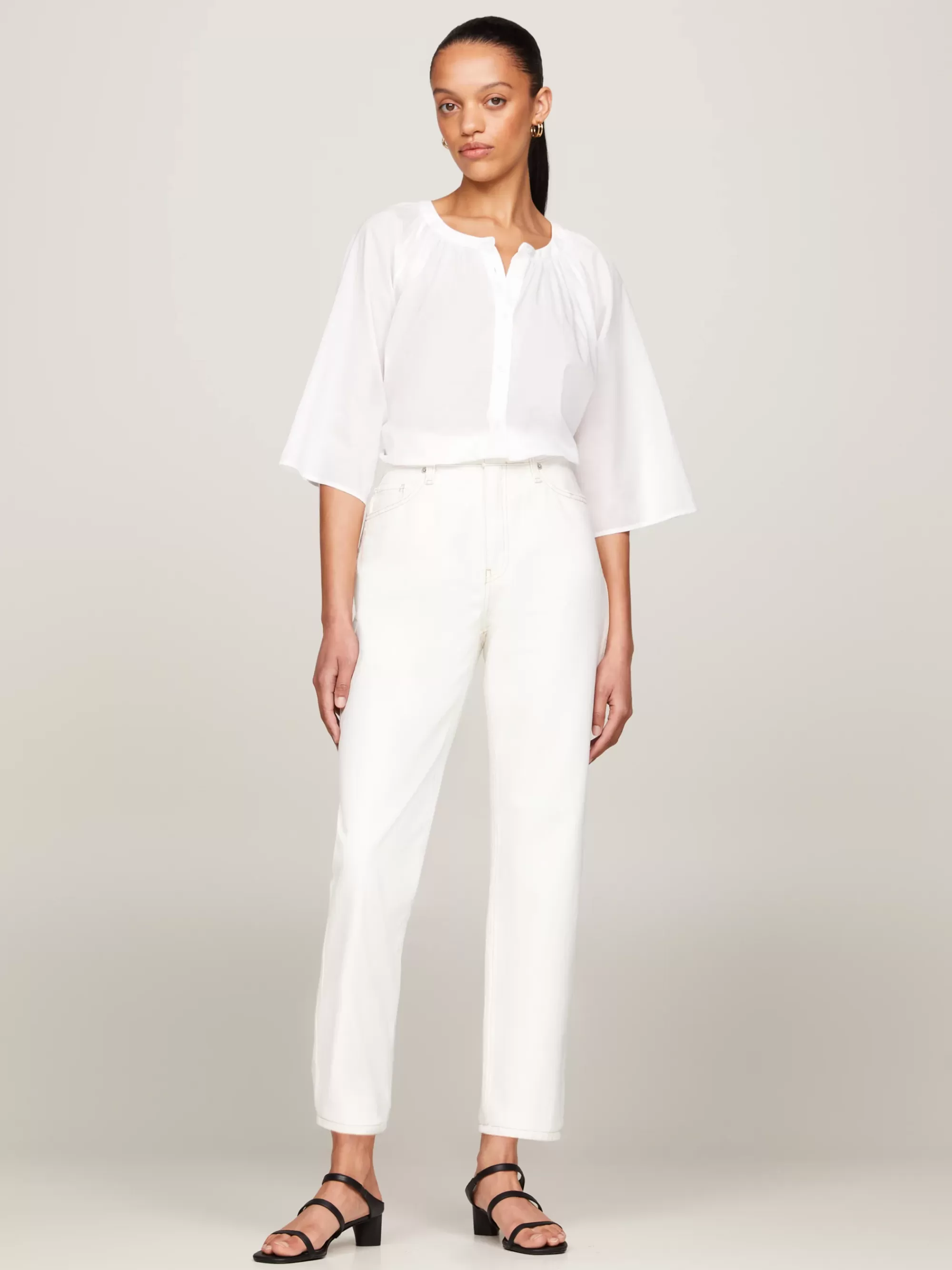 Blouses & Overhemden*Tommy Hilfiger Voile Blouse Met Driekwart Mouwen TH OPTIC WHITE