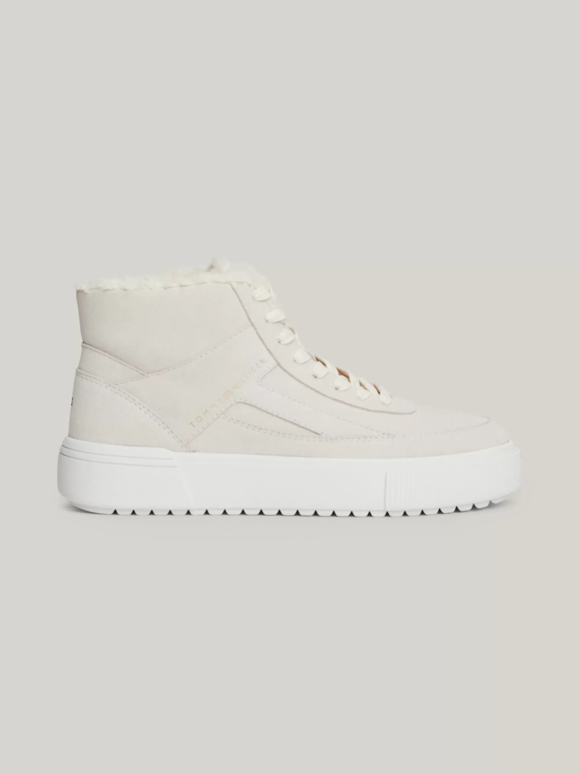 Sneakers*Tommy Hilfiger Warm Gevoerde Hoge Sneaker Van Suède ANCIENT WHITE