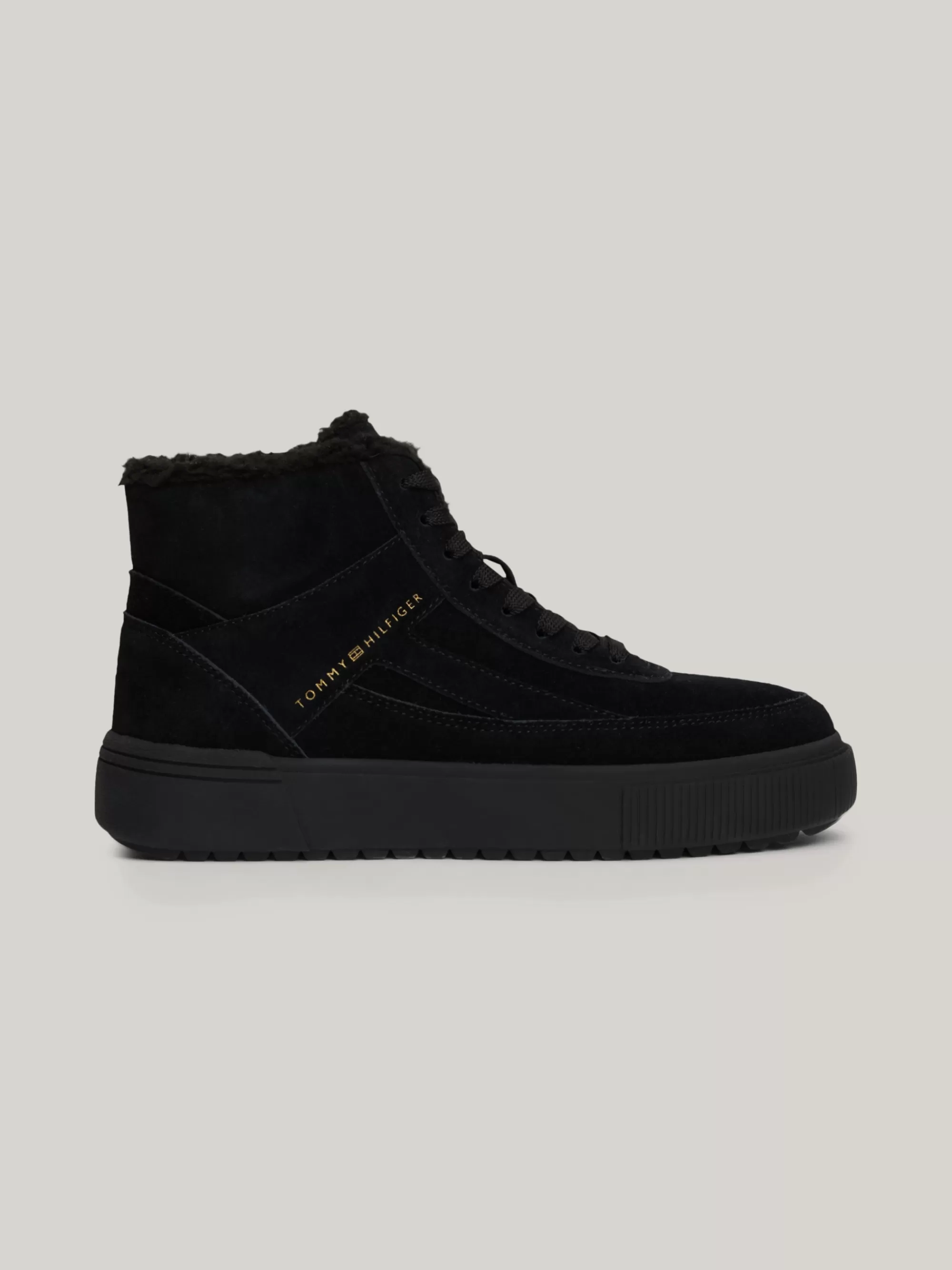 Sneakers*Tommy Hilfiger Warm Gevoerde Hoge Sneaker Van Suède BLACK
