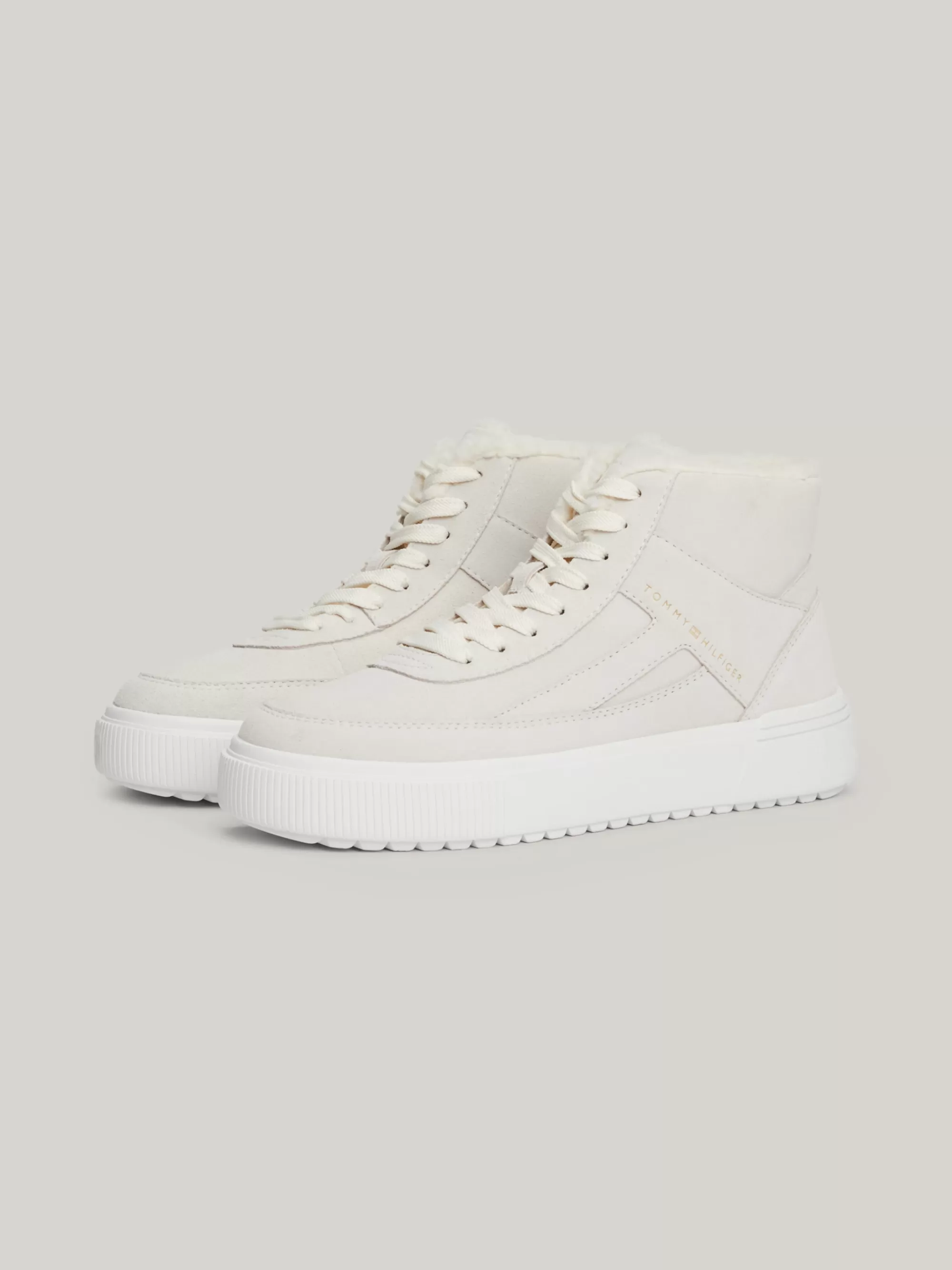 Sneakers*Tommy Hilfiger Warm Gevoerde Hoge Sneaker Van Suède ANCIENT WHITE