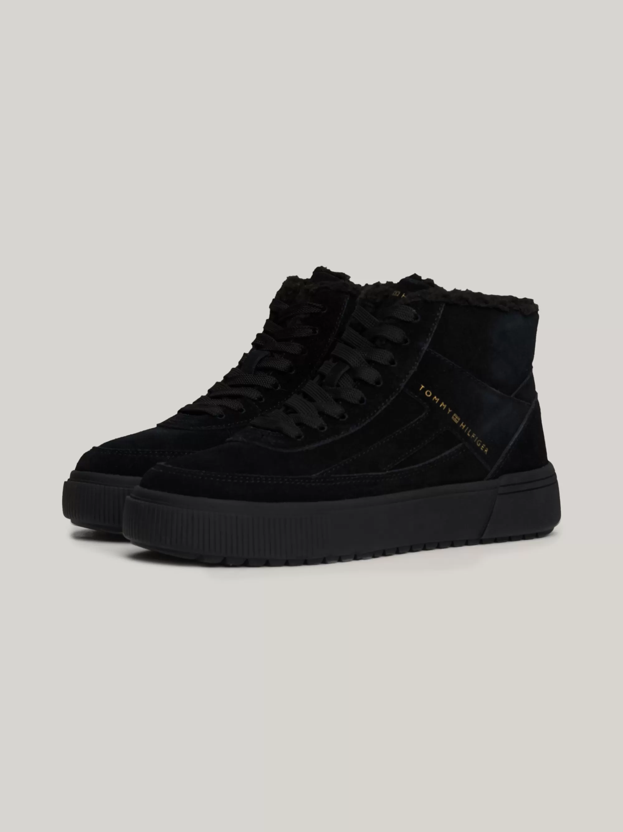 Sneakers*Tommy Hilfiger Warm Gevoerde Hoge Sneaker Van Suède BLACK