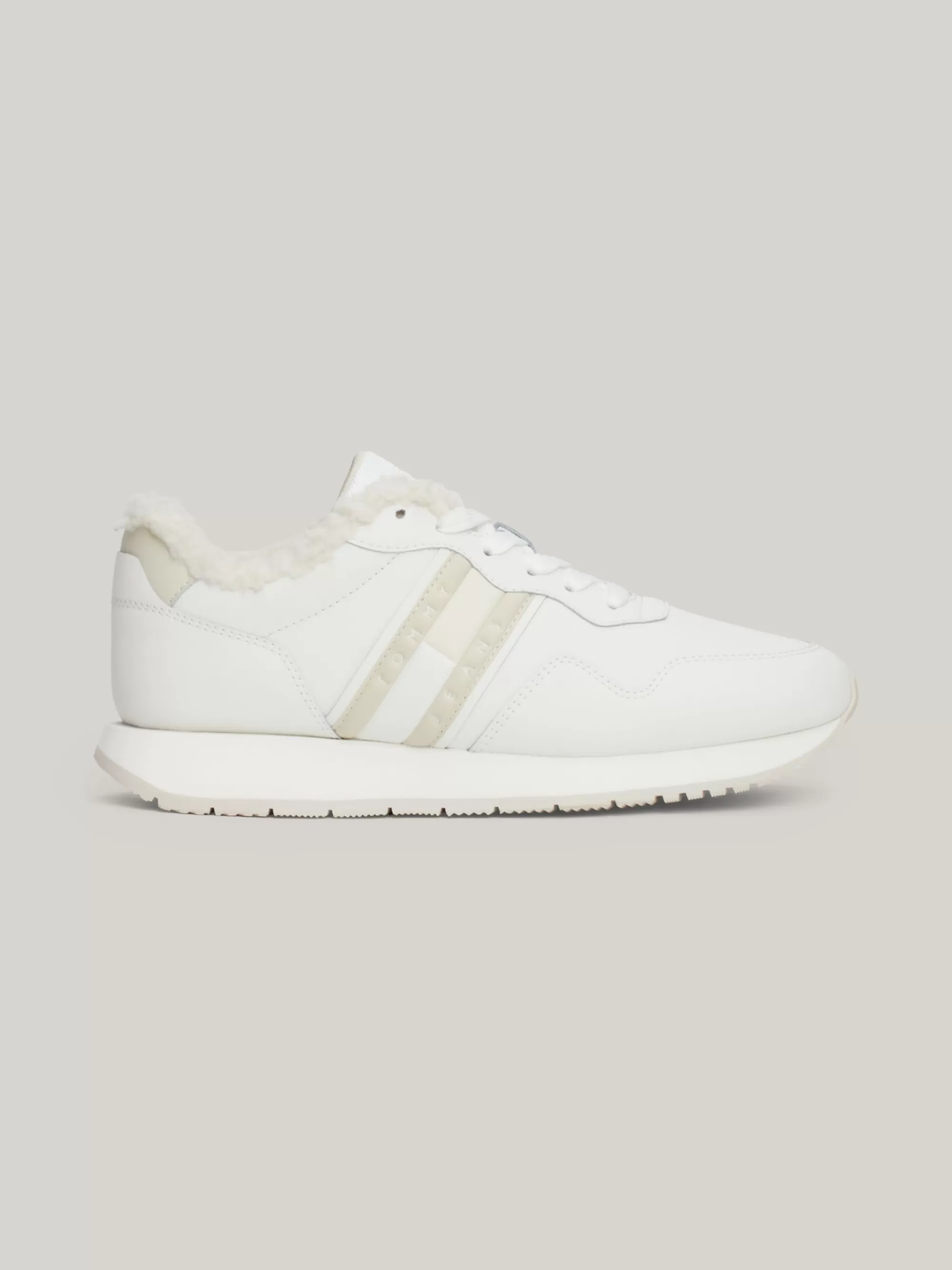 Sneakers*Tommy Hilfiger Warm Gevoerde Sneaker Van Leer ECRU