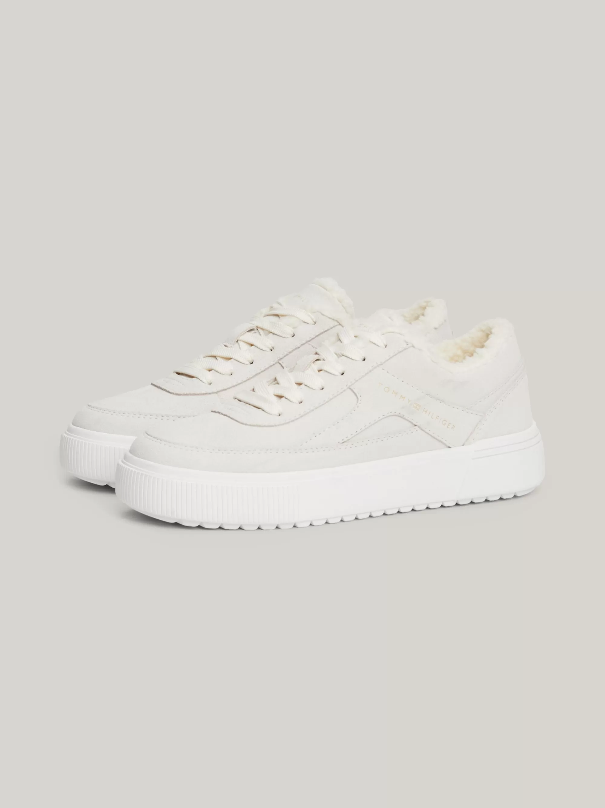 Sneakers*Tommy Hilfiger Warm Gevoerde Sneaker Van Suède ANCIENT WHITE