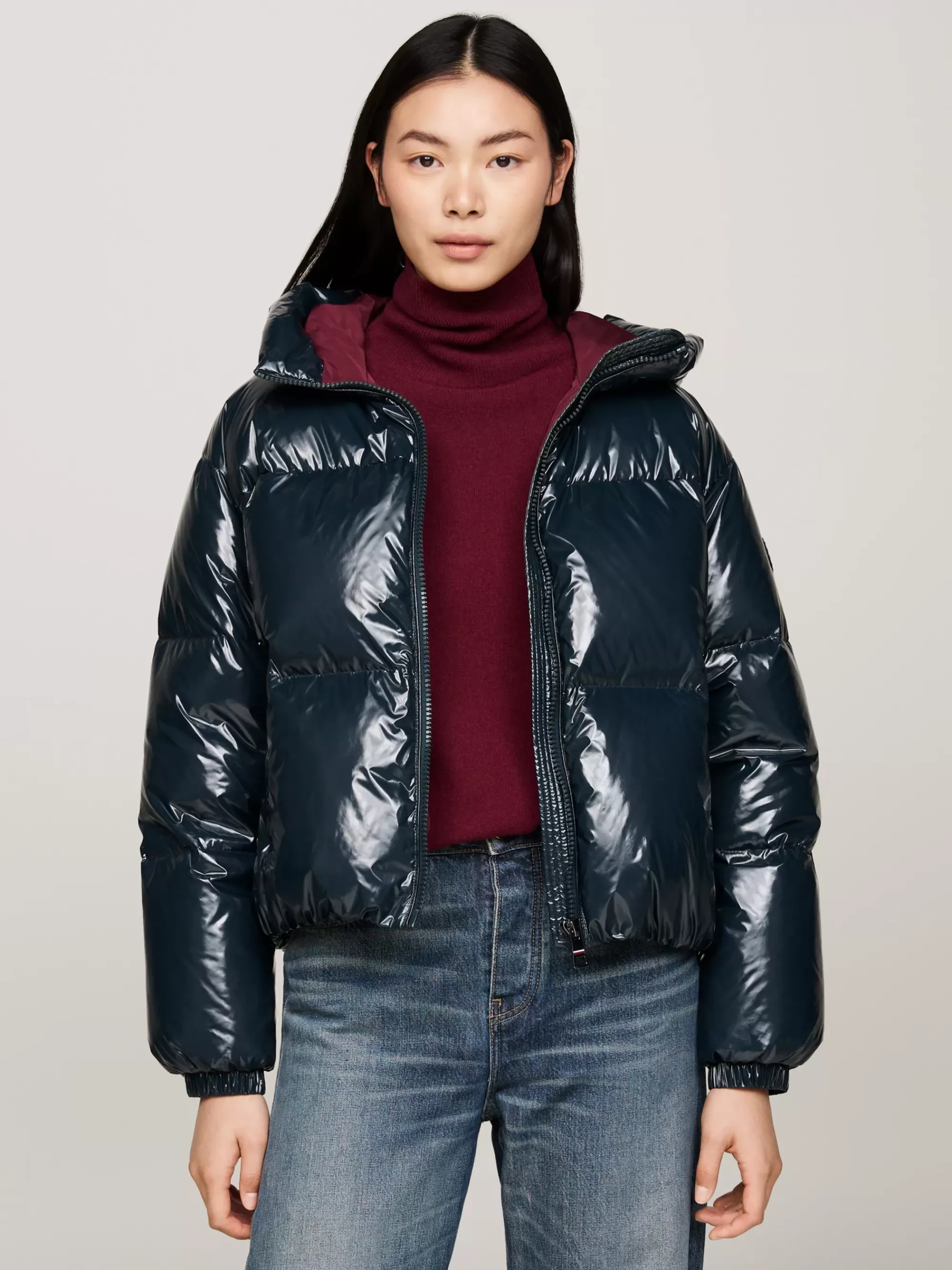 Jassen & Jacks*Tommy Hilfiger Waterafstotend Donsjack Met Glanzende Finish MILITARY DENIM