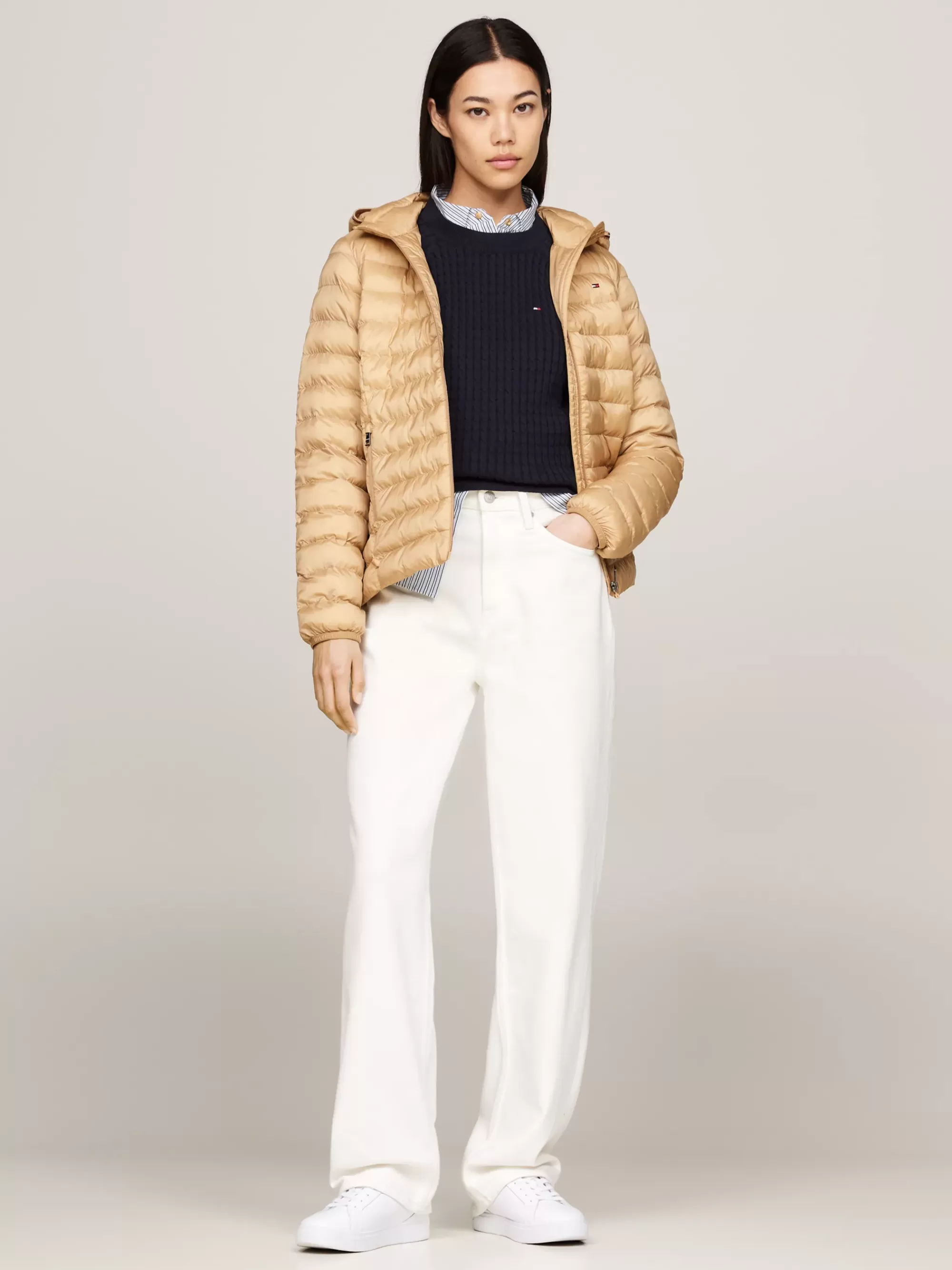 Jassen & Jacks*Tommy Hilfiger Waterafstotend Gewatteerd Jack CLASSIC KHAKI