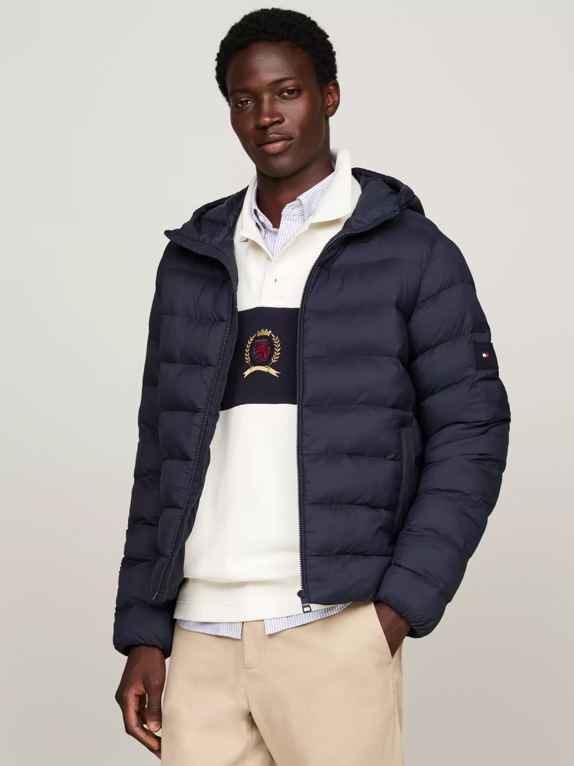 Jassen & Jacks*Tommy Hilfiger Waterafstotend Gewatteerd Jack Met Capuchon DESERT SKY