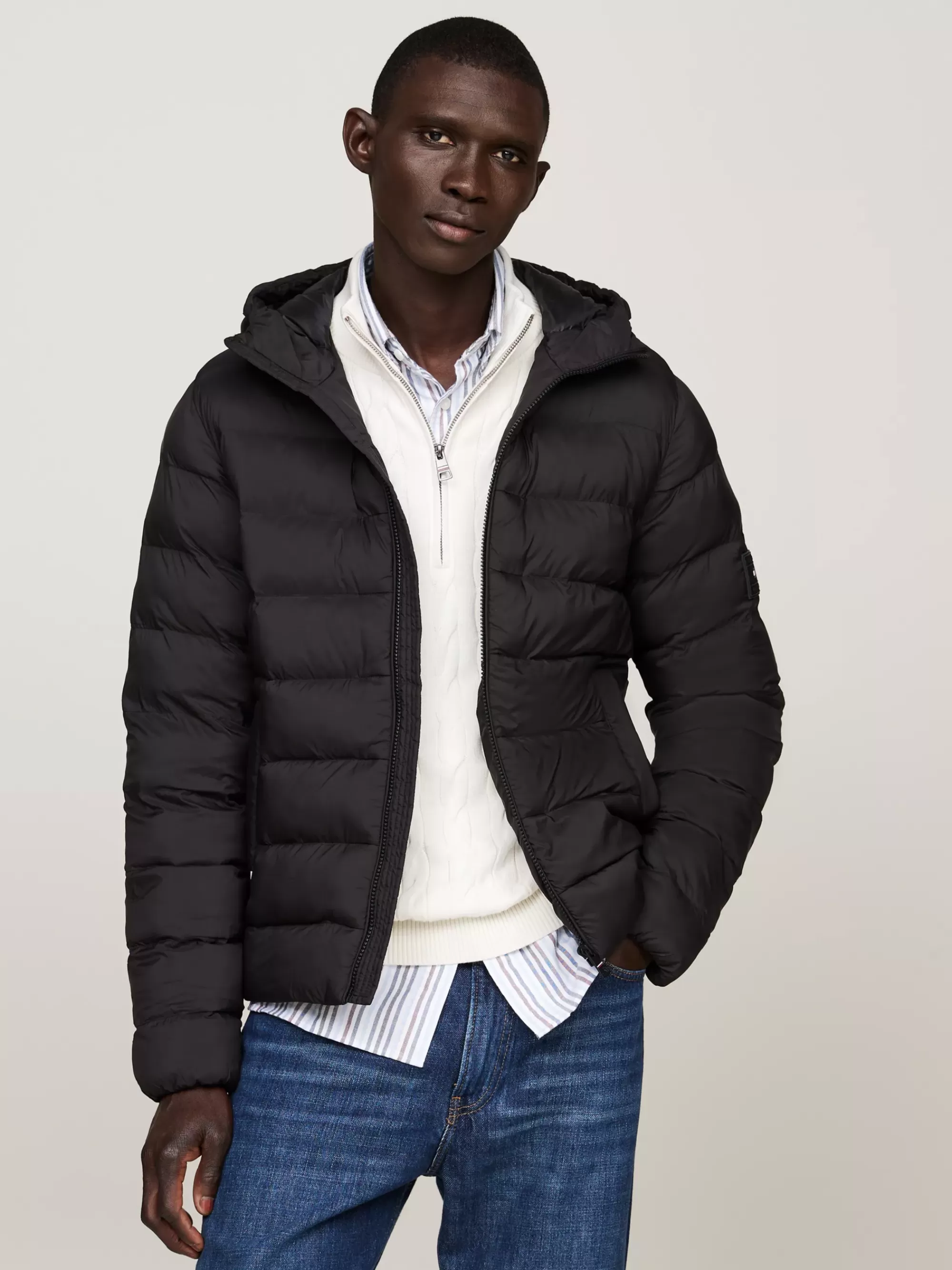 Jassen & Jacks*Tommy Hilfiger Waterafstotend Gewatteerd Jack Met Capuchon BLACK