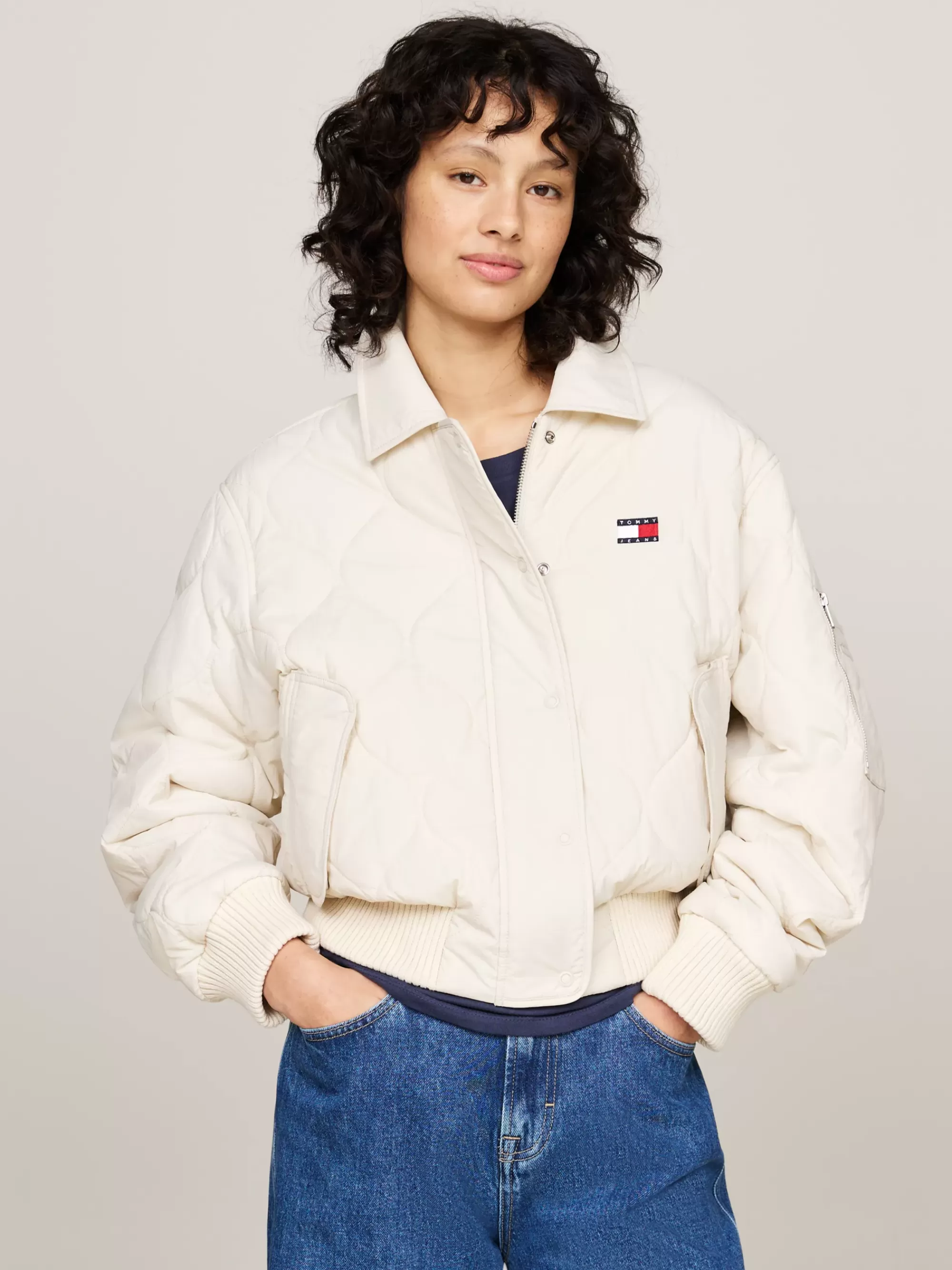 Jassen & Jacks*Tommy Hilfiger Waterafstotend Quilted Bomberjack NEWSPRINT