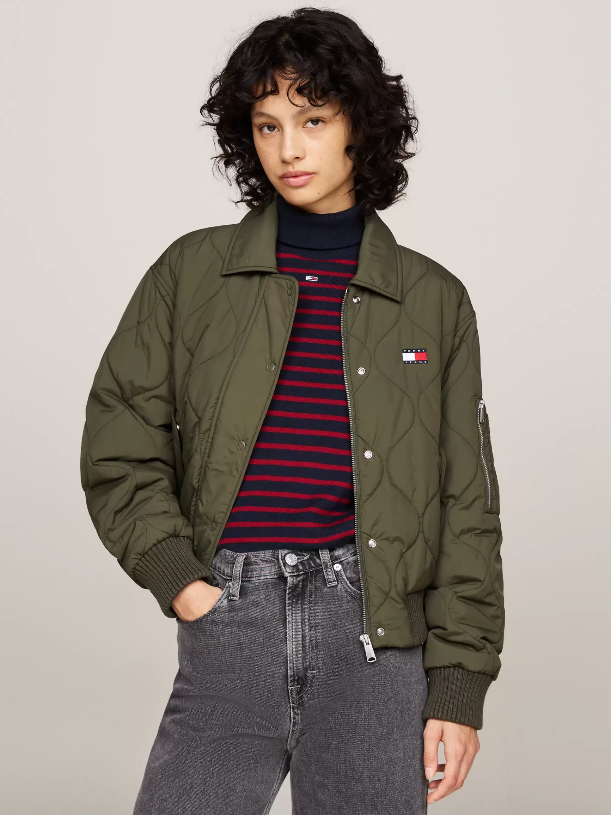 Jassen & Jacks*Tommy Hilfiger Waterafstotend Quilted Bomberjack FATIGUE GREEN