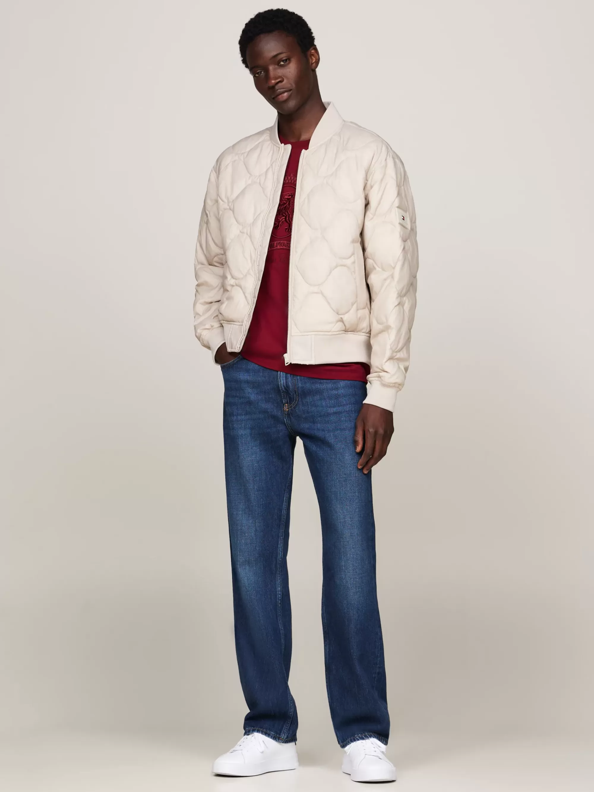 Jassen & Jacks*Tommy Hilfiger Waterafstotend Quilted Bomberjack BLEACHED STONE
