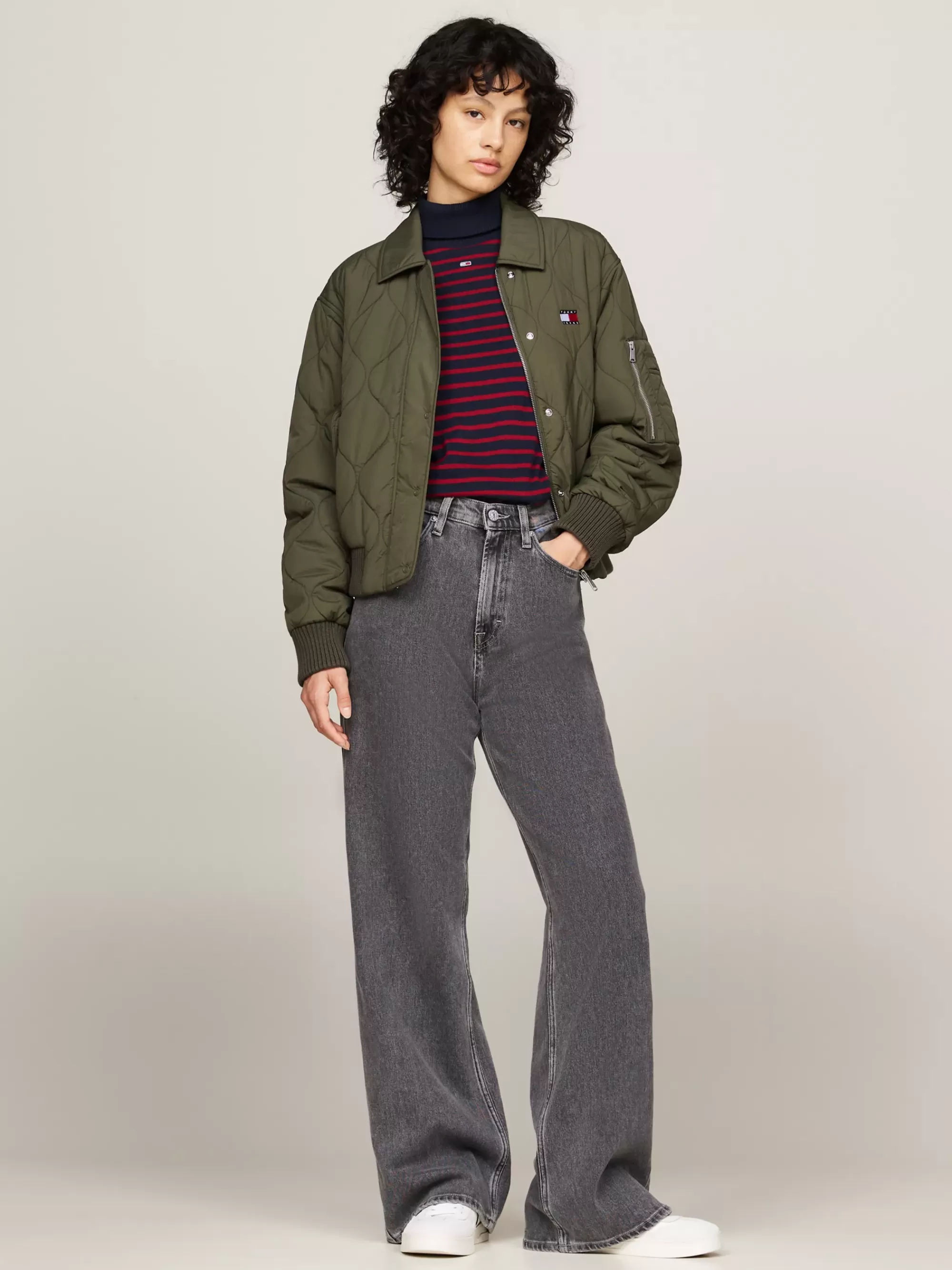 Jassen & Jacks*Tommy Hilfiger Waterafstotend Quilted Bomberjack FATIGUE GREEN