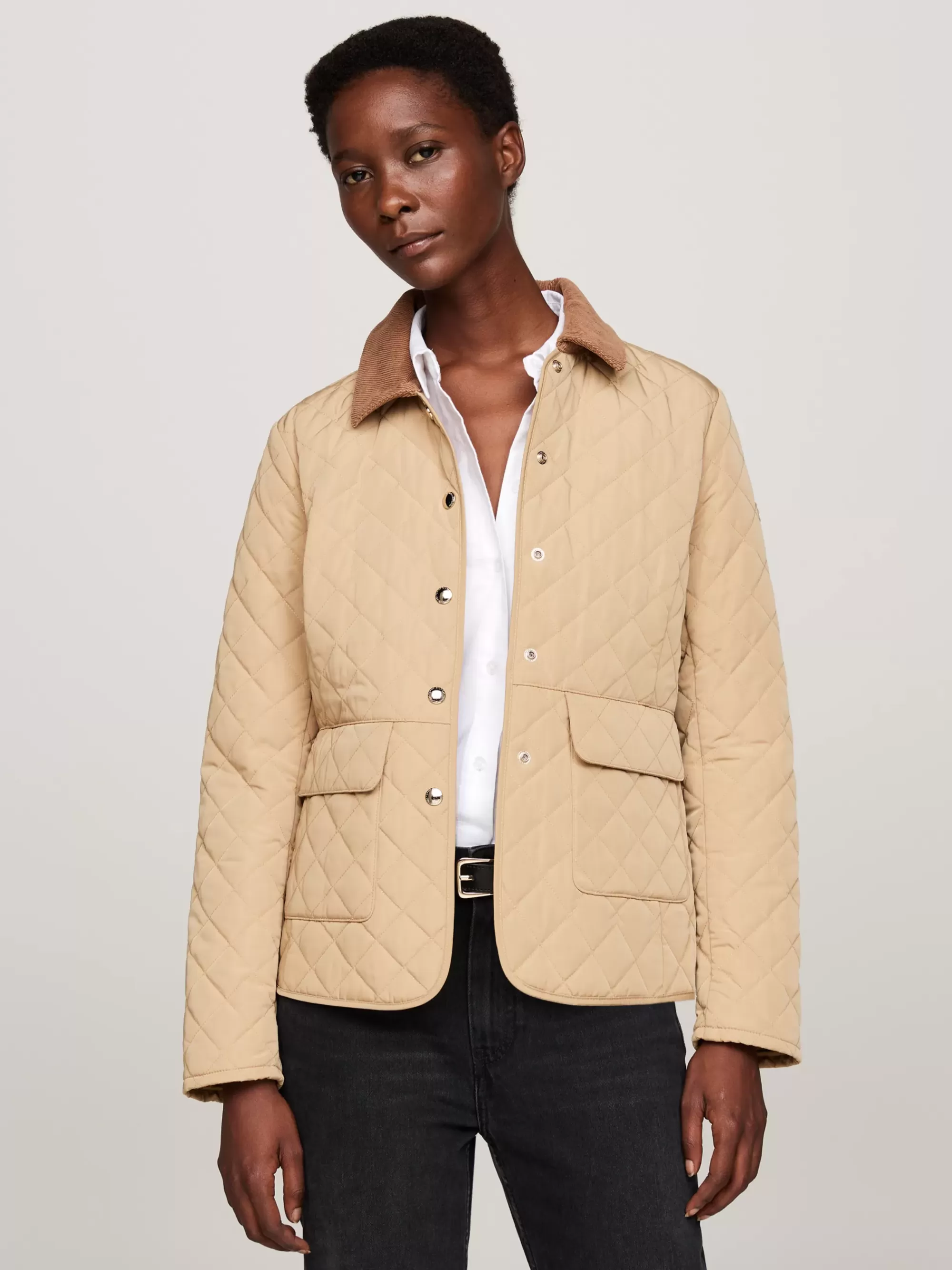 Jassen & Jacks*Tommy Hilfiger Waterafstotend Slim Fit Doorgestikt Jack CLASSIC KHAKI